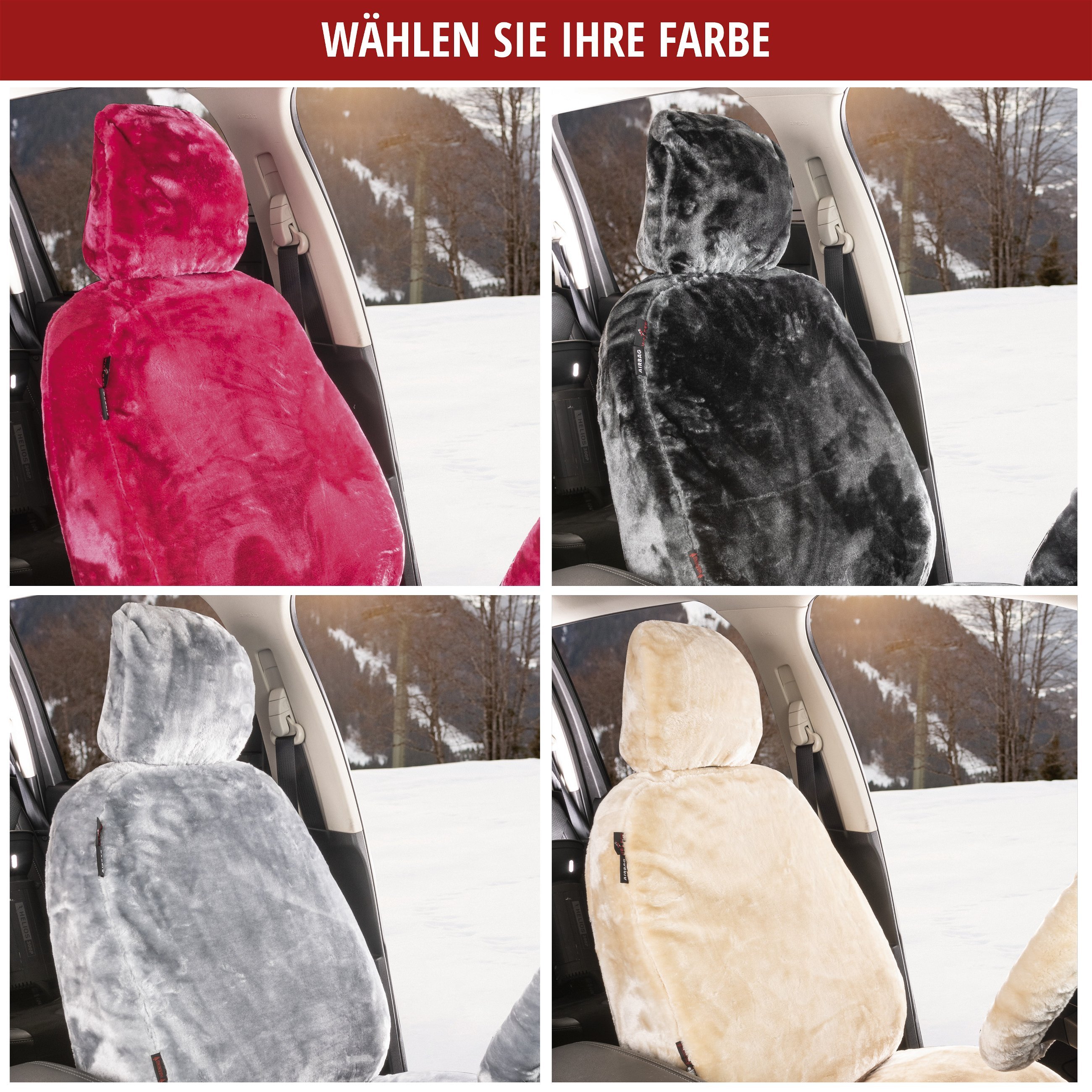 Autositzbezug Teddy aus Kunstfell, PKW-Schonbezug Einzelsitz, Kunstfellbezug vegan beige