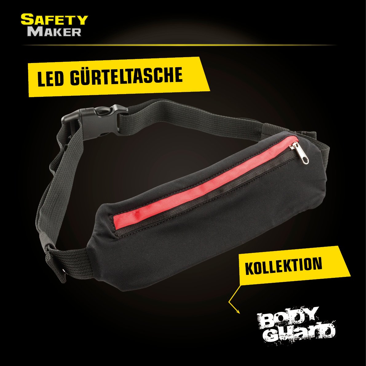 LED Gürteltasche schwarz rot