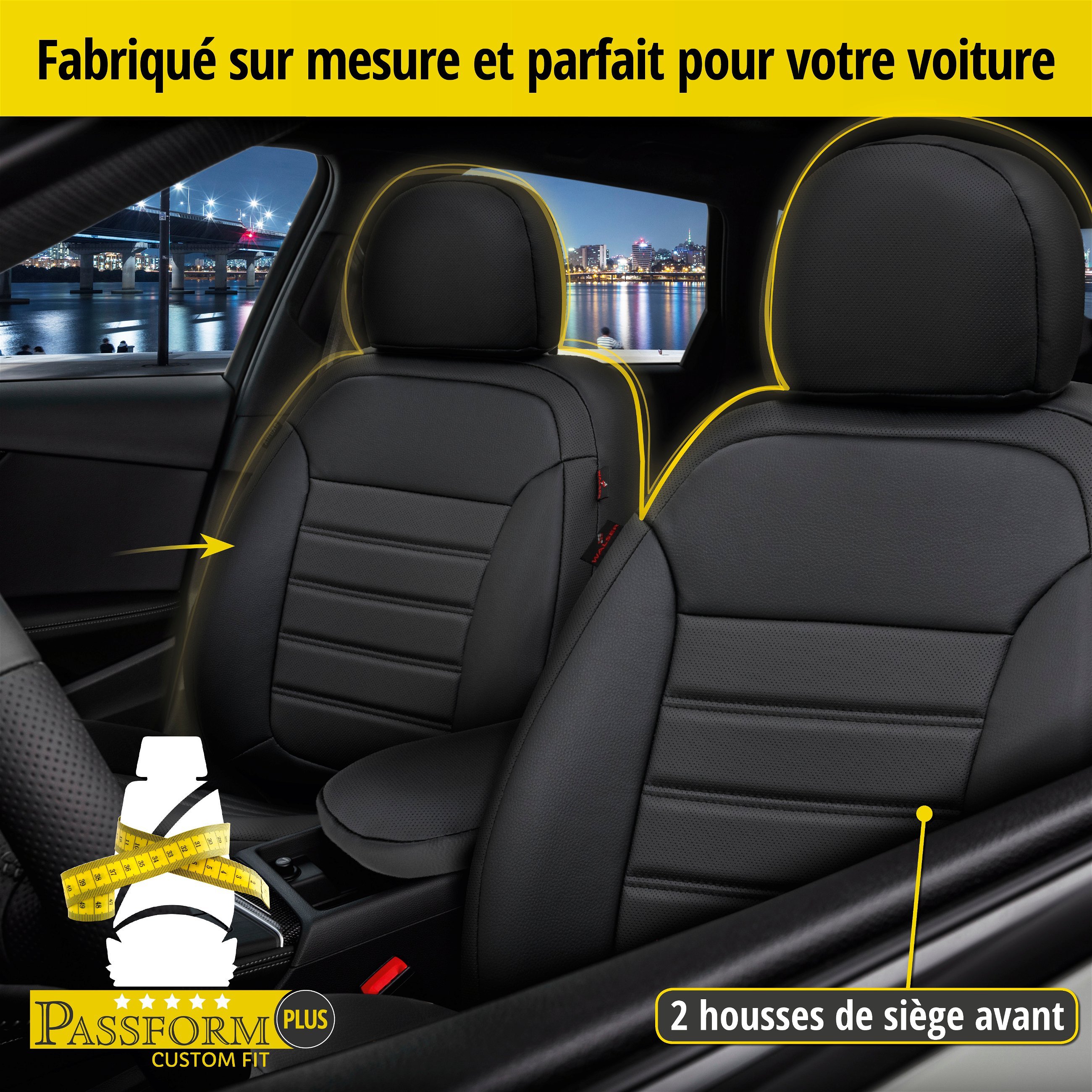 Housse de siège Robusto pour VW Tiguan 09/2007 - 07/2018, 2 housses de siège individuelles pour les sièges normaux