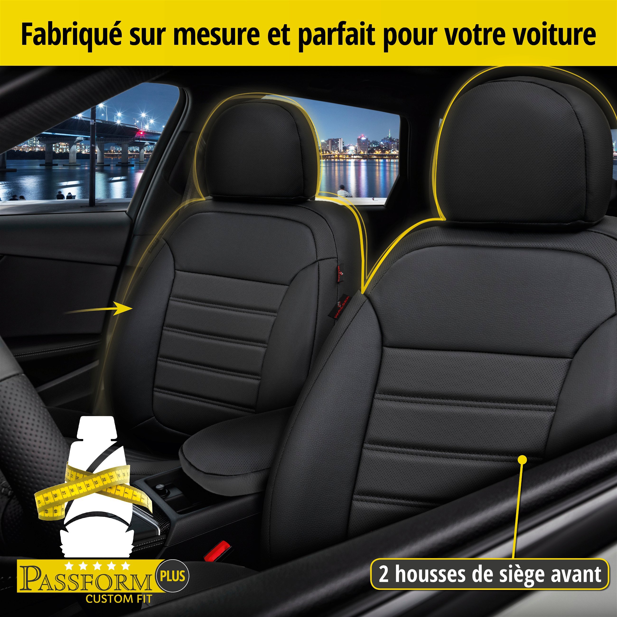 Housse de siège Robusto pour Ford C-MAX II DXA/CB7/CEU 04/2010-auj., 2 housses de siège pour sièges normaux Trendline