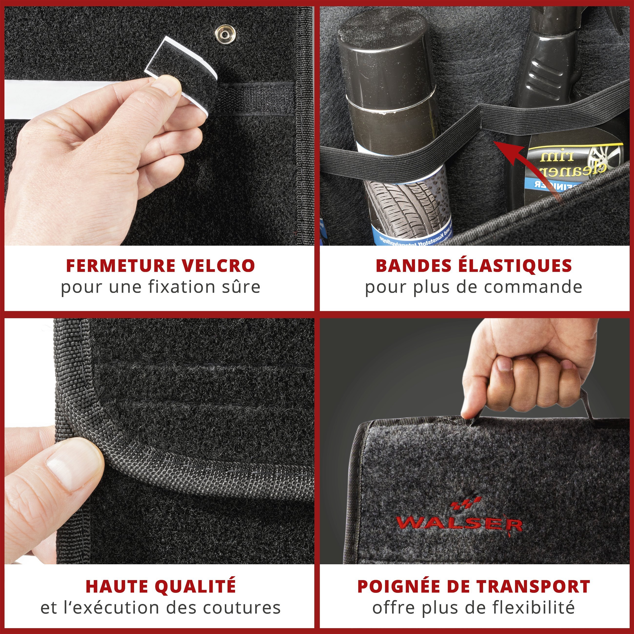 Sac de coffre Toolbag taille L, sac de rangement pour voiture noir 50x16x21cm