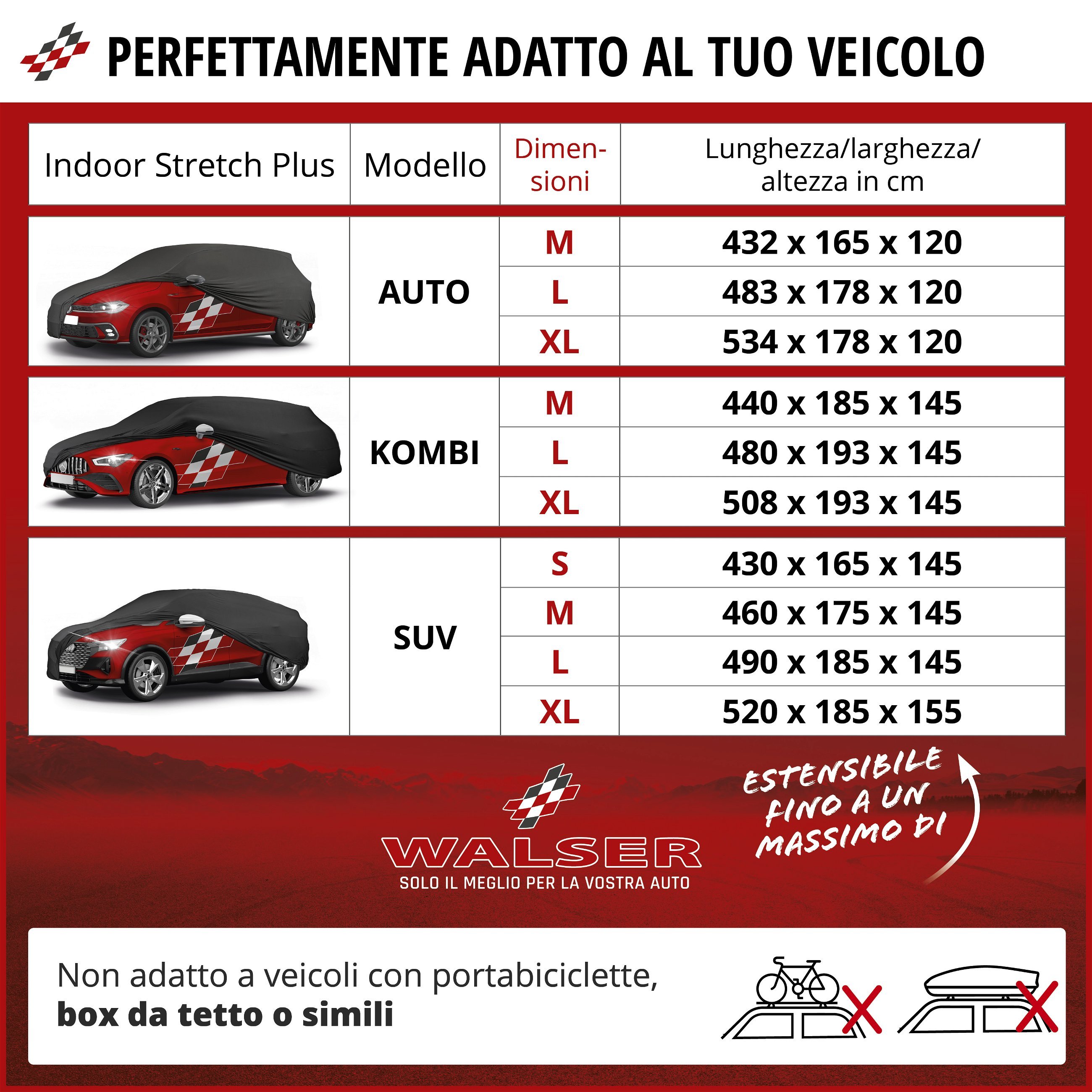 Telone protettivo Indoor Stretch Plus SUV dimensione S nero