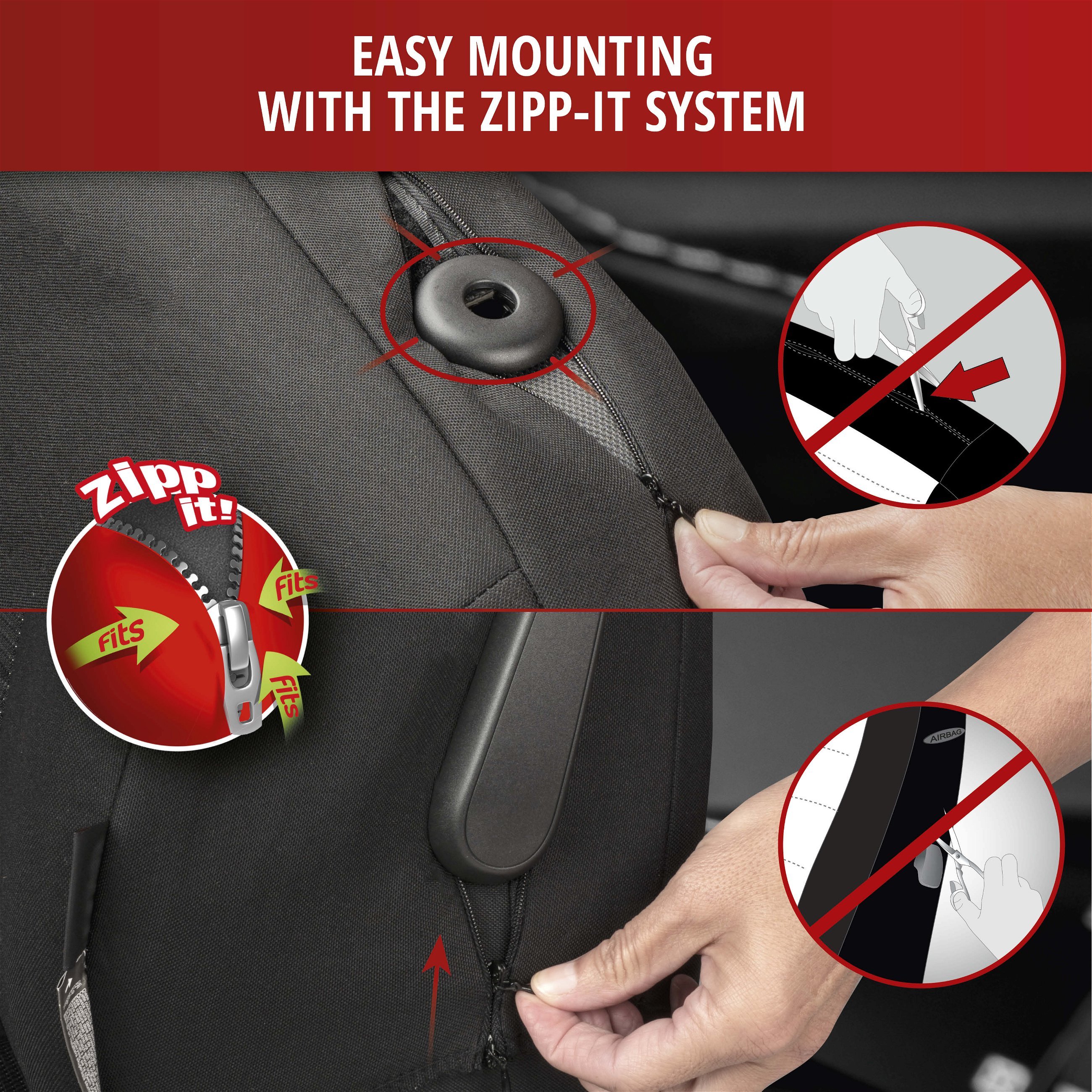 ZIPP IT Premium Inde car Seat covers with zipper system