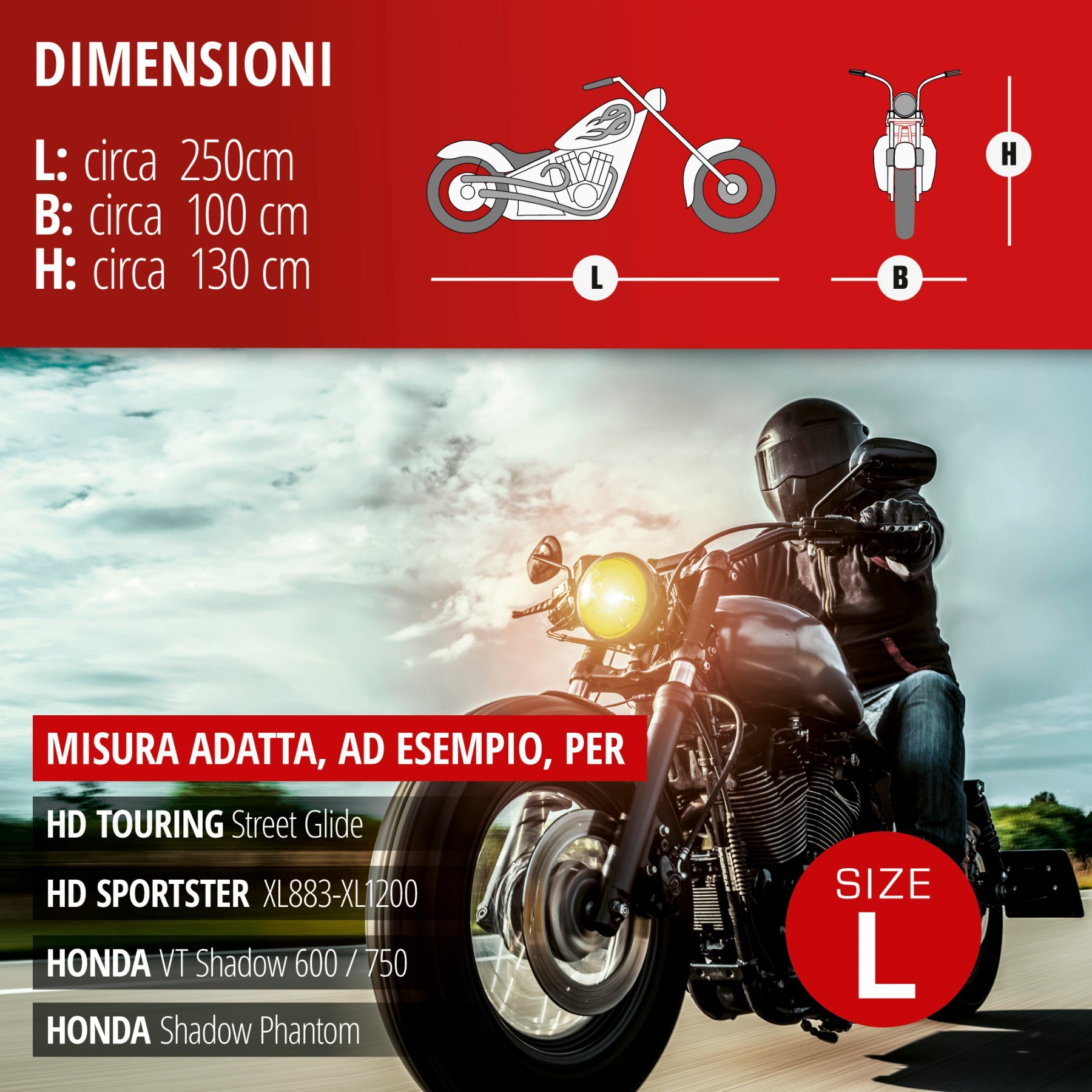 Garage per motociclette Dimensioni Chopper L PVC - 250 x 100 x 130 cm grigio