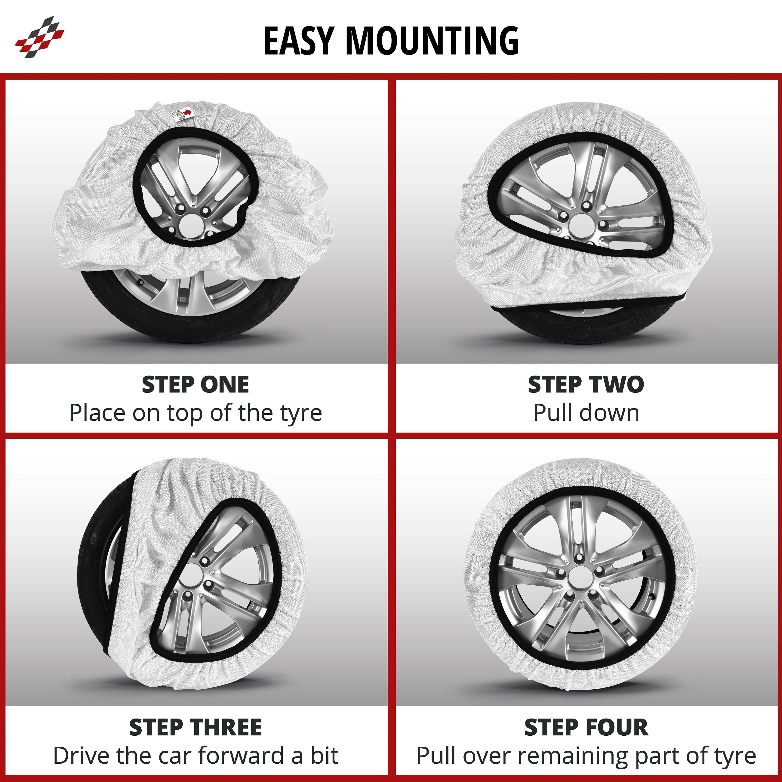 Premium Snow Chains Alternative Ultra Grip XS, Textile Snow Chains, Snow Socks Set of 2 white