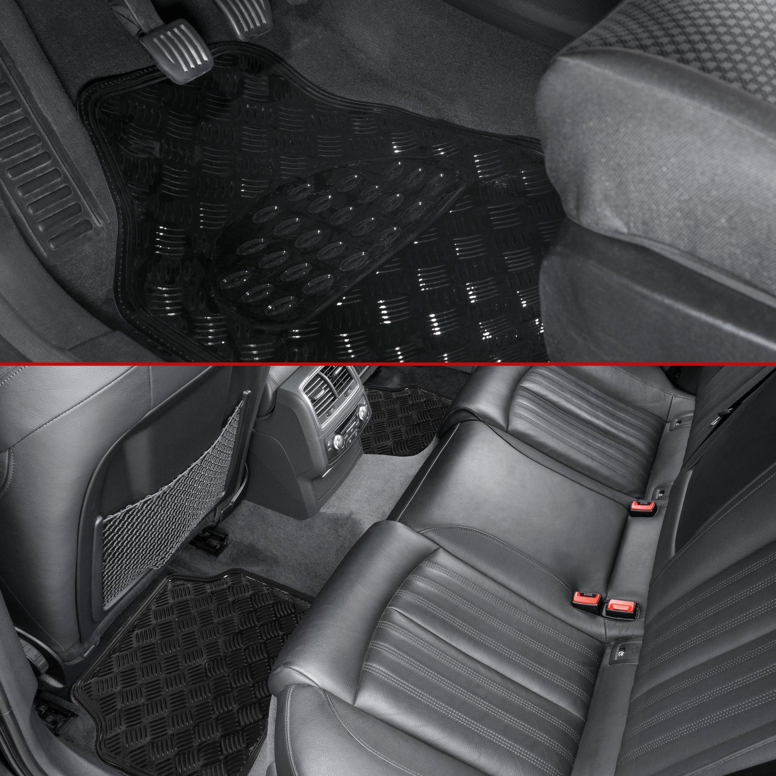Car Rubber matss Metallic checker plate look black maxi