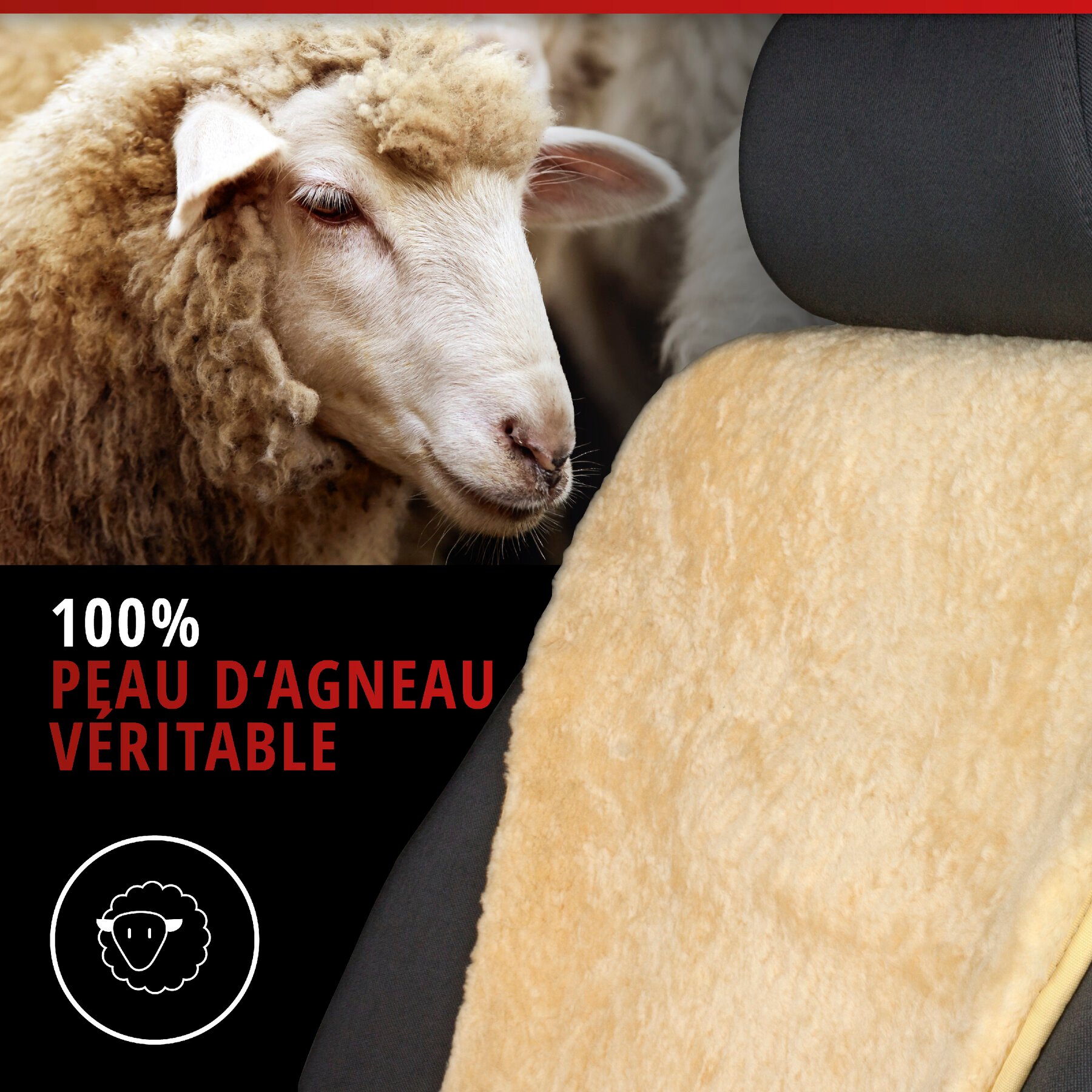 Housses de sièges en agneau Vogue beige 16-18mm hauteur de fourrure