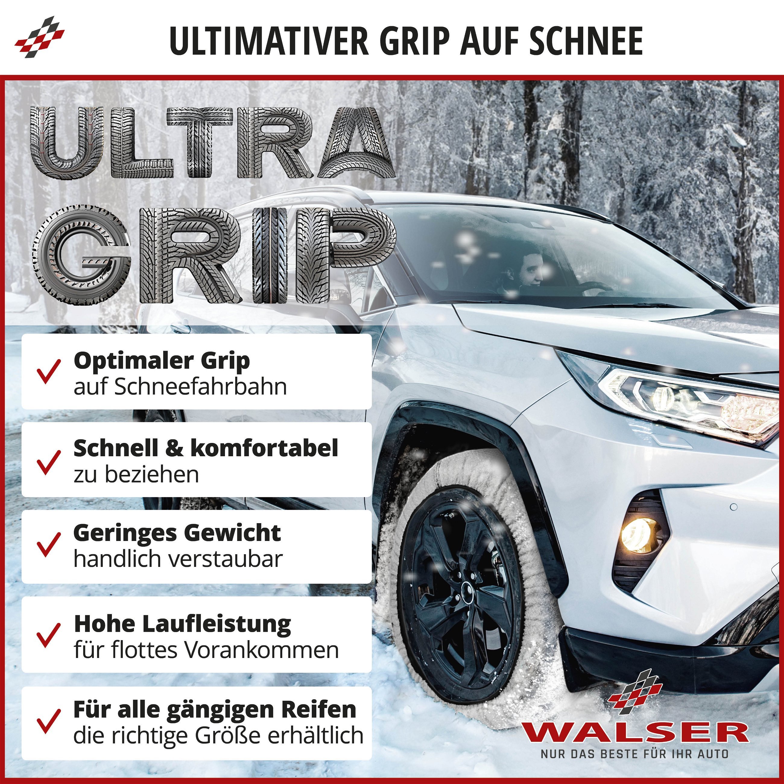 Premium Schneeketten Alternative Ultra Grip XS, Textil Schneeketten, Schneesocken 2er Set weiß