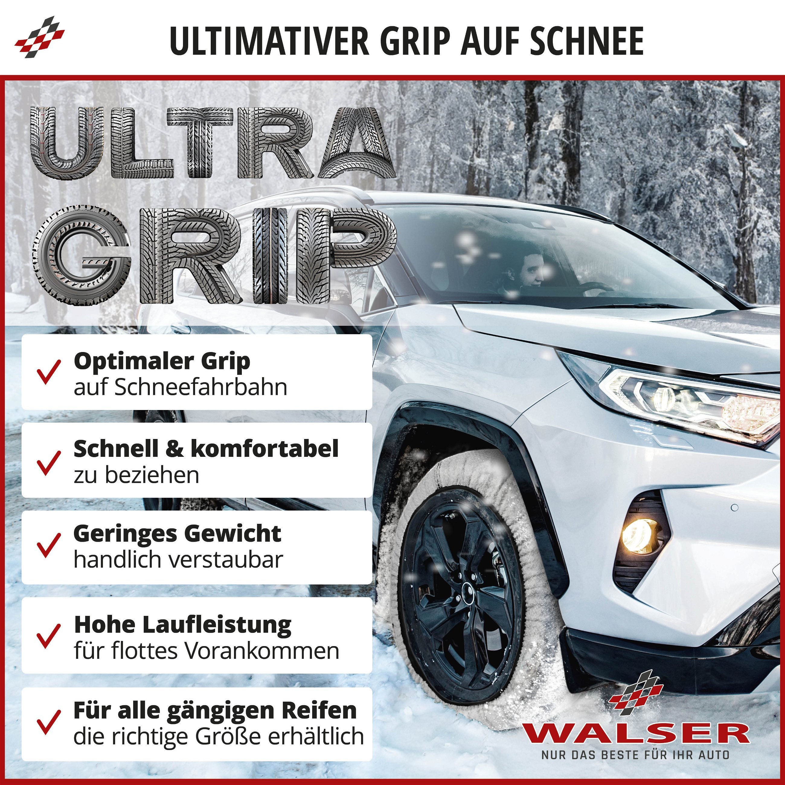 Premium Schneeketten Alternative Ultra Grip M, Textil Schneeketten, Schneesocken 2er Set weiß