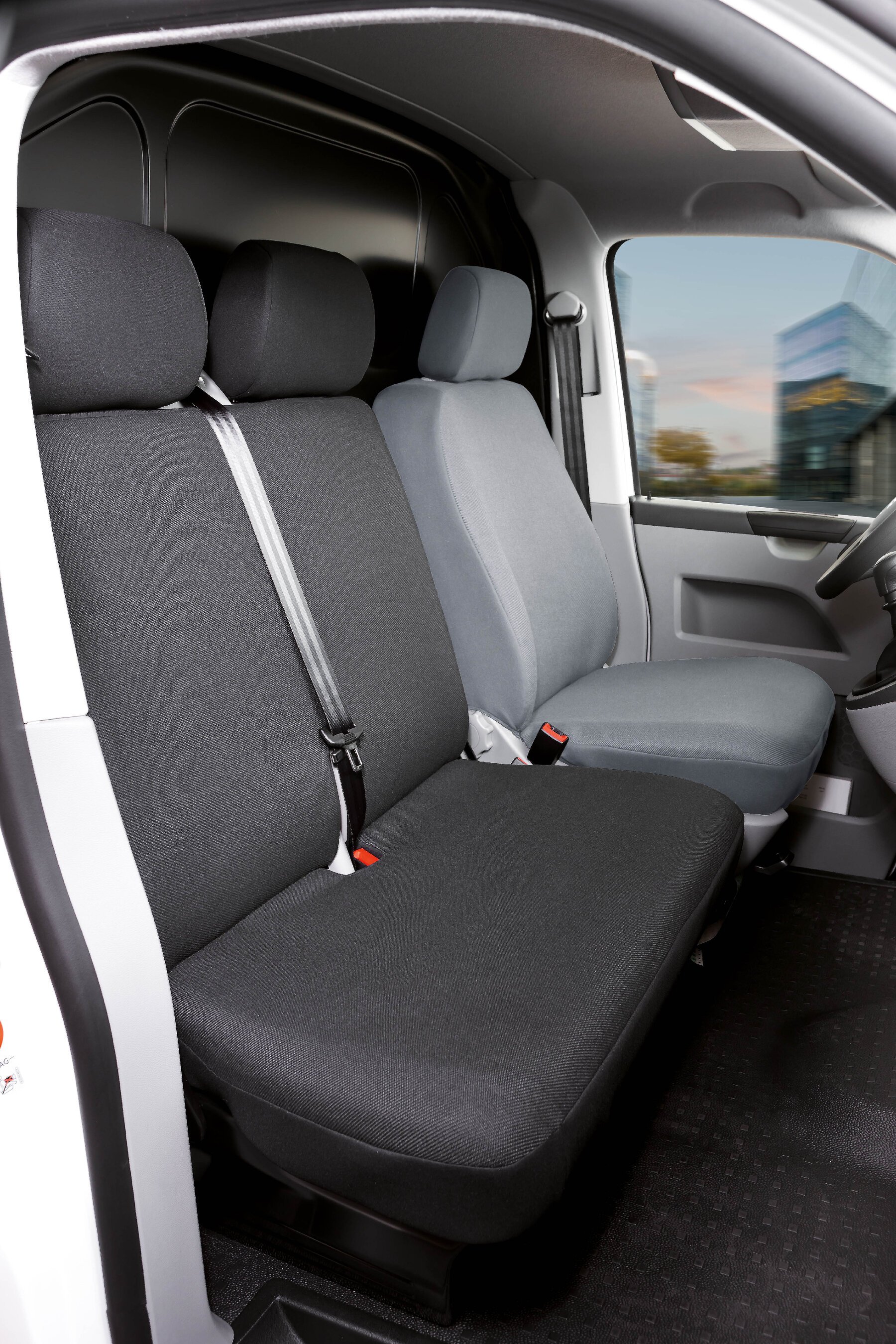 Housse de siège Transporter en tissu pour VW T5, double banquette avant pliable