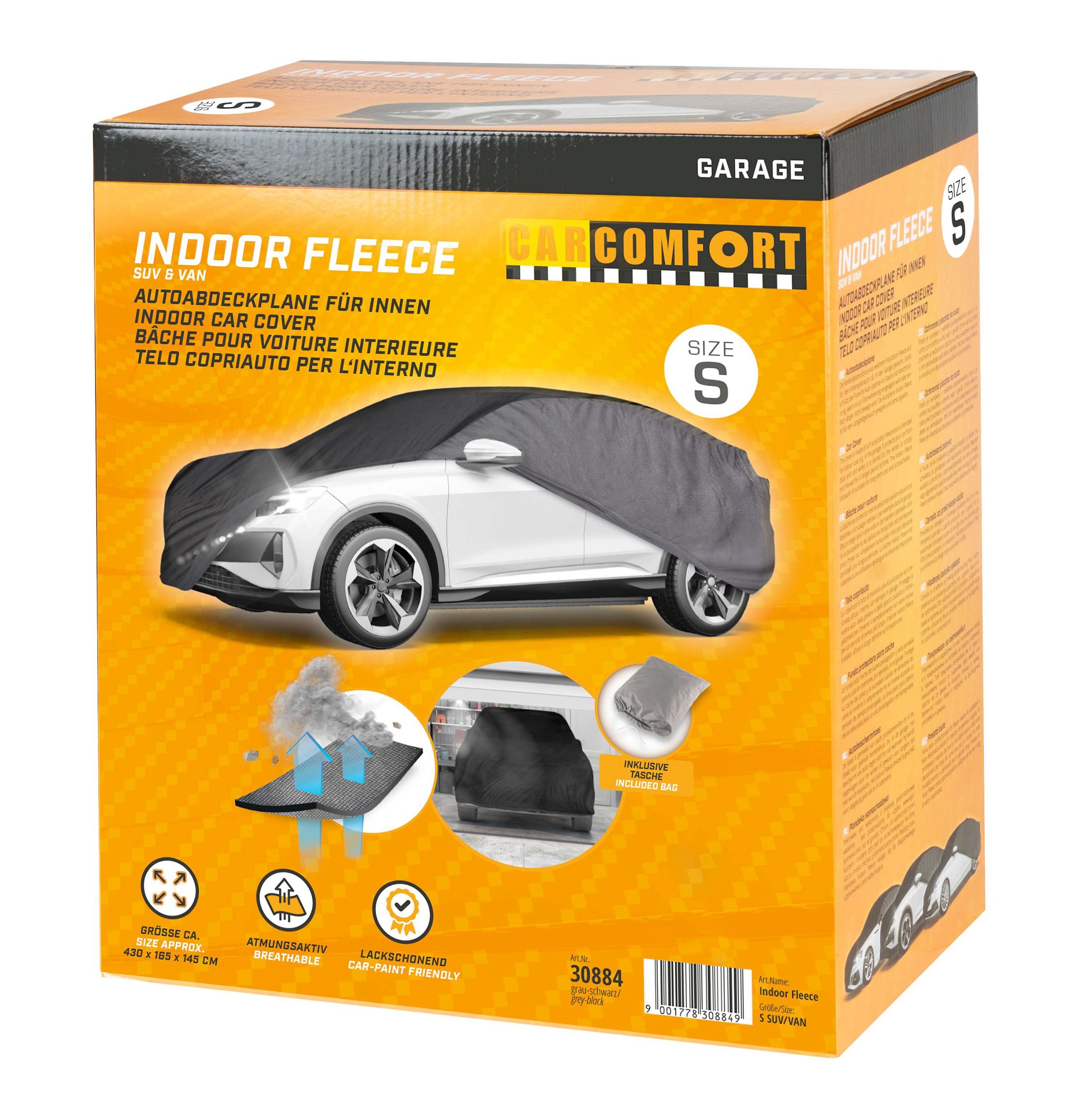 Car tarpaulin Indoor Fleece SUV size S grey/black