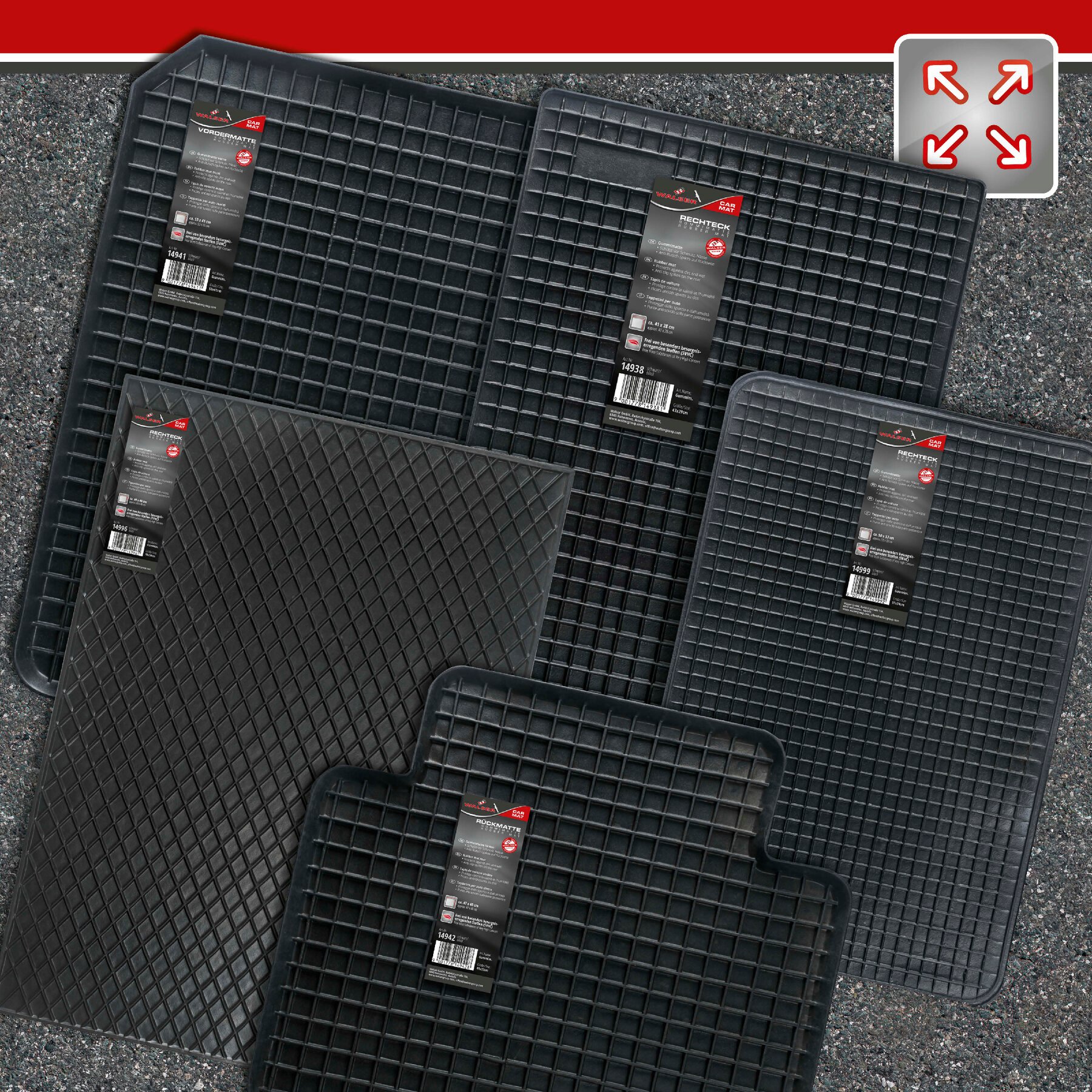 Tapis en caoutchouc rectangle env. 51x34 cm noir