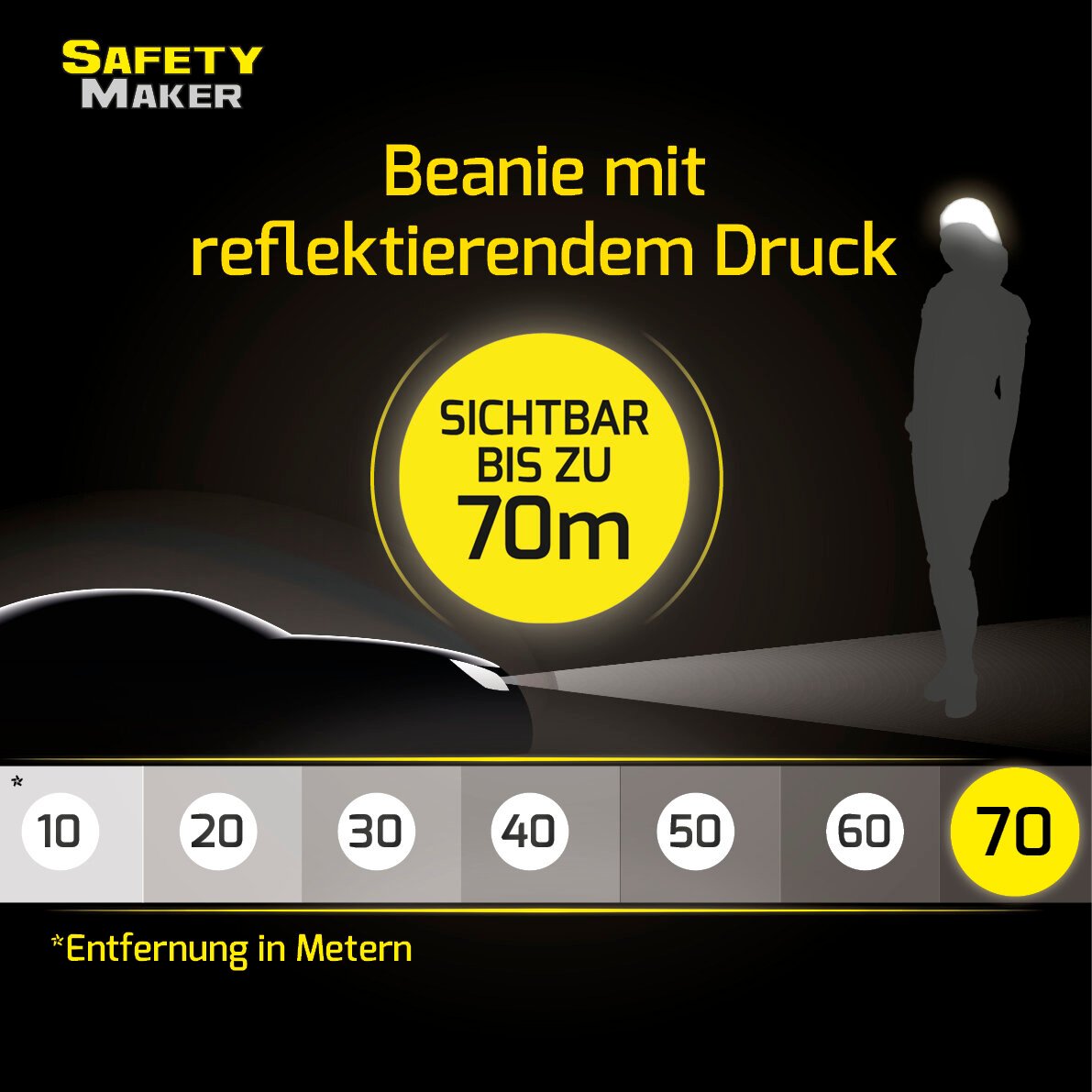 Wende Beanie, Mütze, Sportmütze mit reflektierendem Druck pink-silber