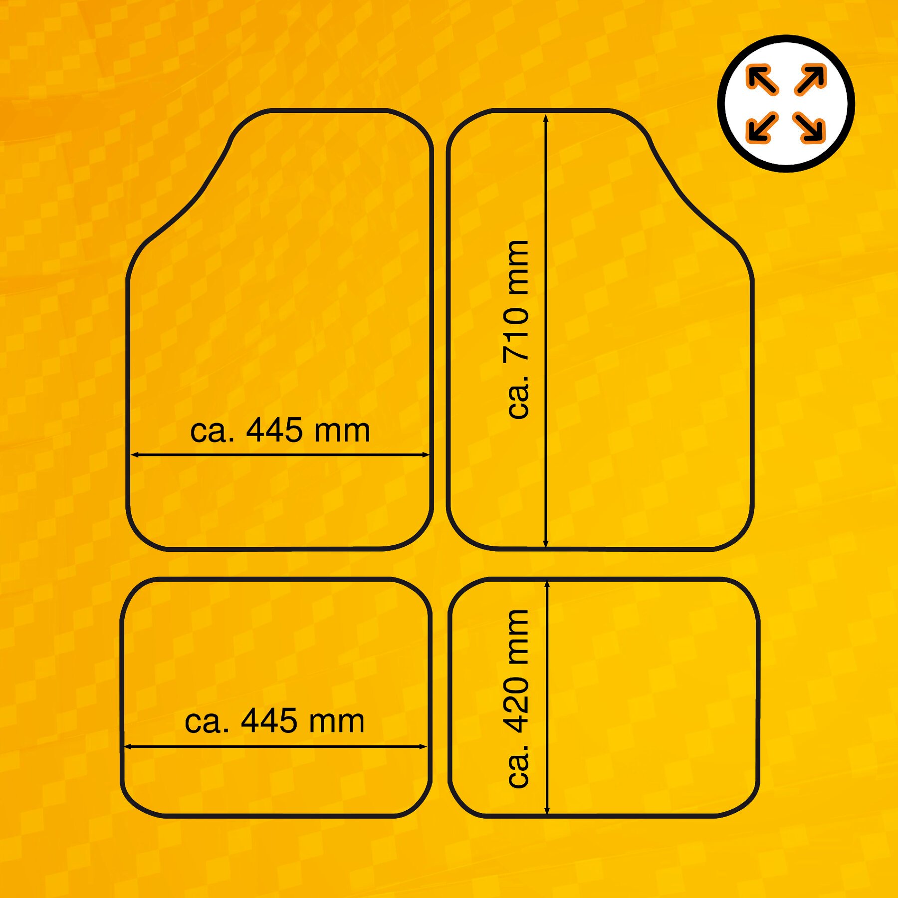 Anti-Rutschmatte-Auto Priscus, zuschneidbare Gummimatte 4er Set