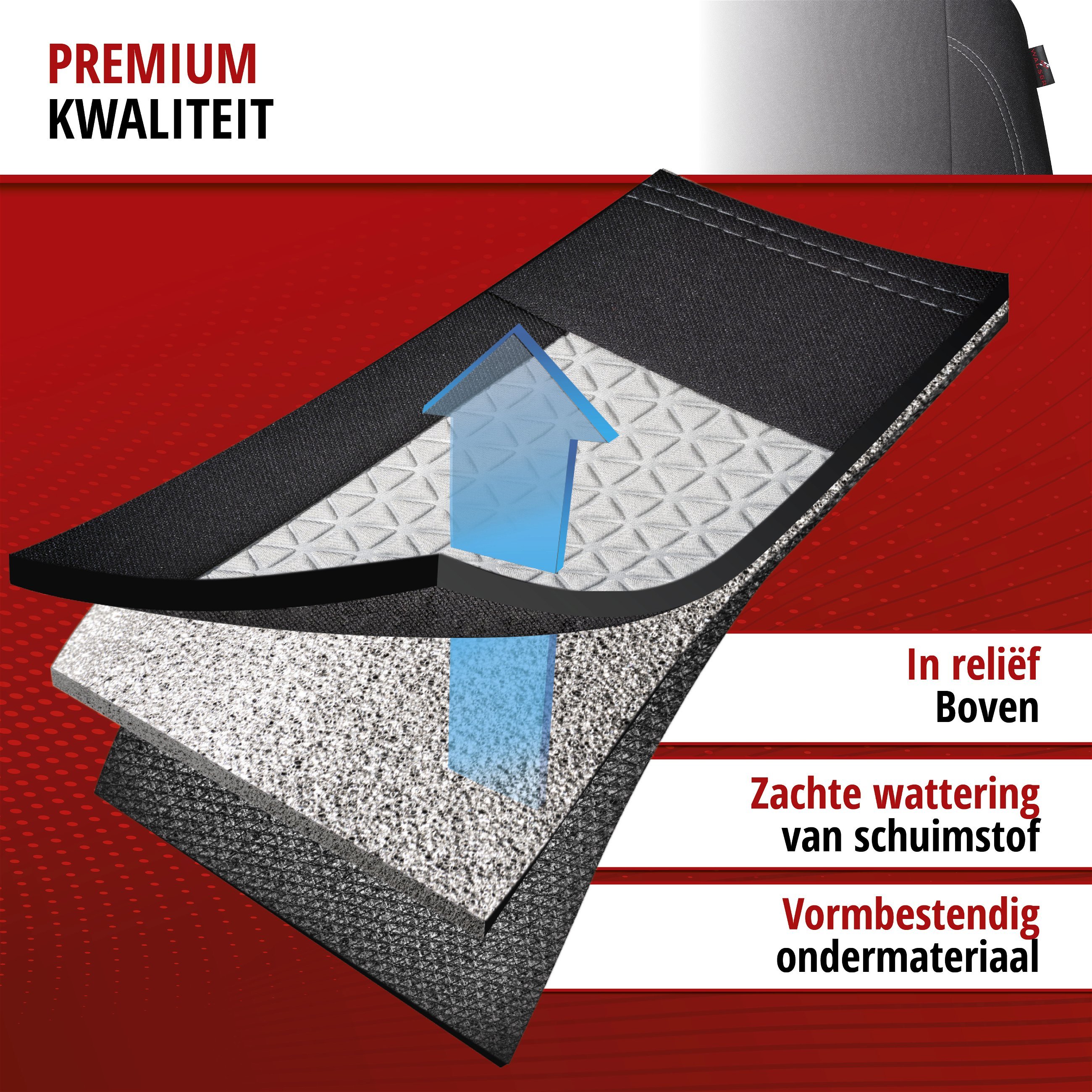 Premium Autostoelbekleding Avignon met Zipper ZIPP-IT, Autostoelhoes set, 2 stoelbeschermer voor voorstoel, 1 stoelbeschermer voor achterbank zwart/silber