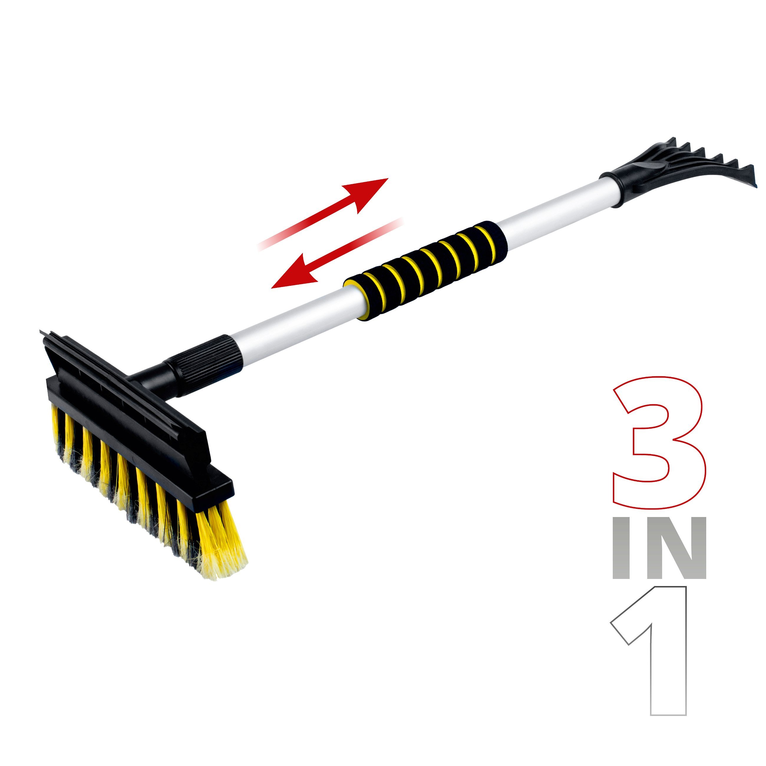 Schneebürste und Eiskratzer 3in1, Auto-Eisschaber mit Schneebesen und  Gummilippe teleskopierbar 60-90 cm, Eiskratzer und Besen, Winterartikel, Komfort & Zubehör