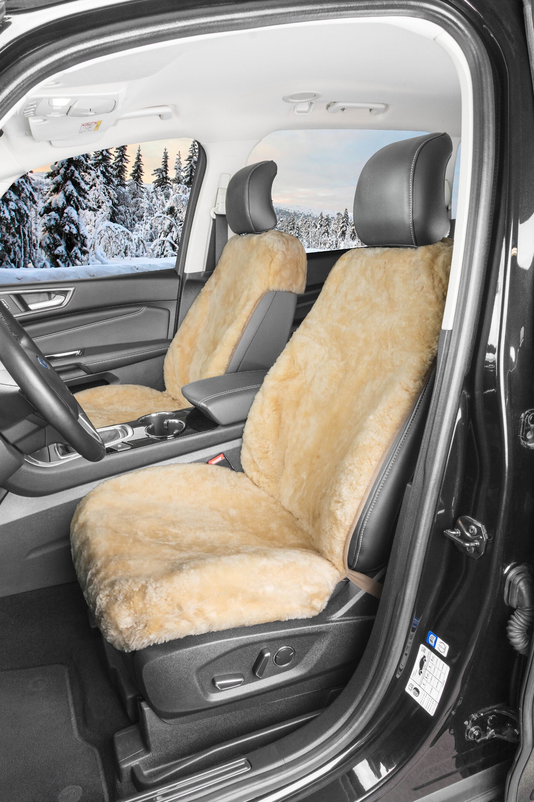 Autositzbezug Tiauna Doppelkappenfell aus Lammfell beige mit ZIPP IT System