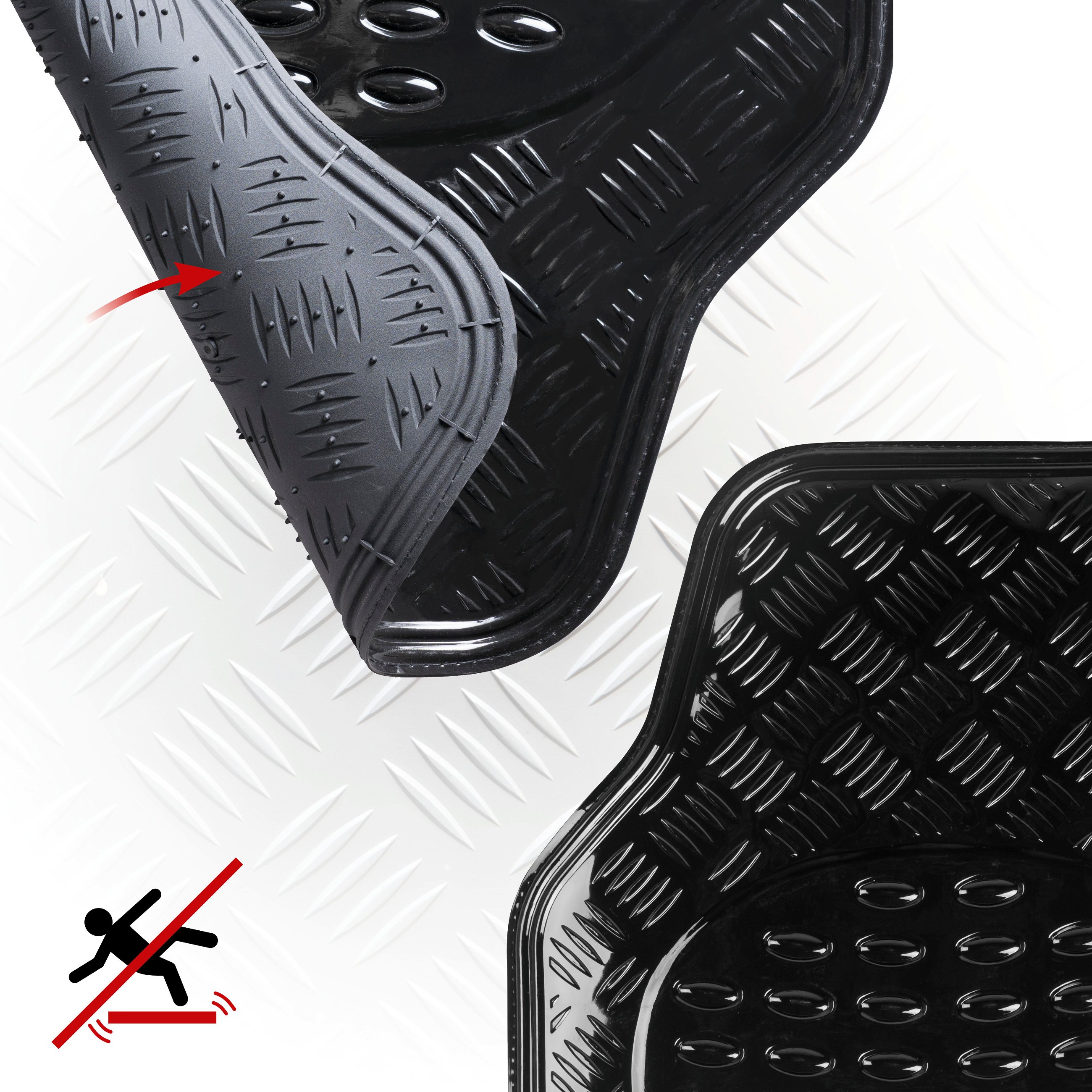 Car Rubber matss Metallic checker plate look black maxi