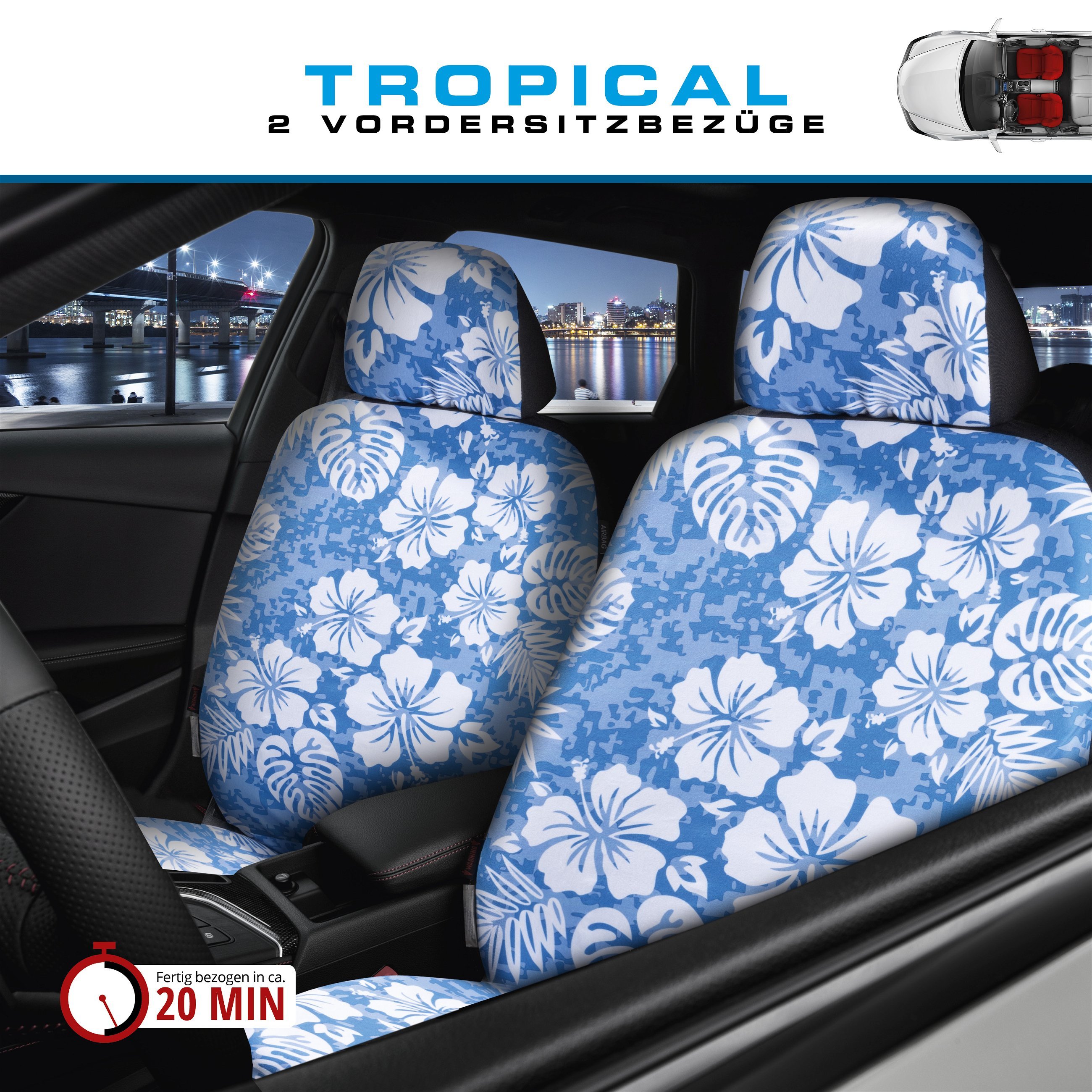 Autositzbezug Tropical Hawaii, PKW-Schonbezug Einzelsitz Tropical-Design