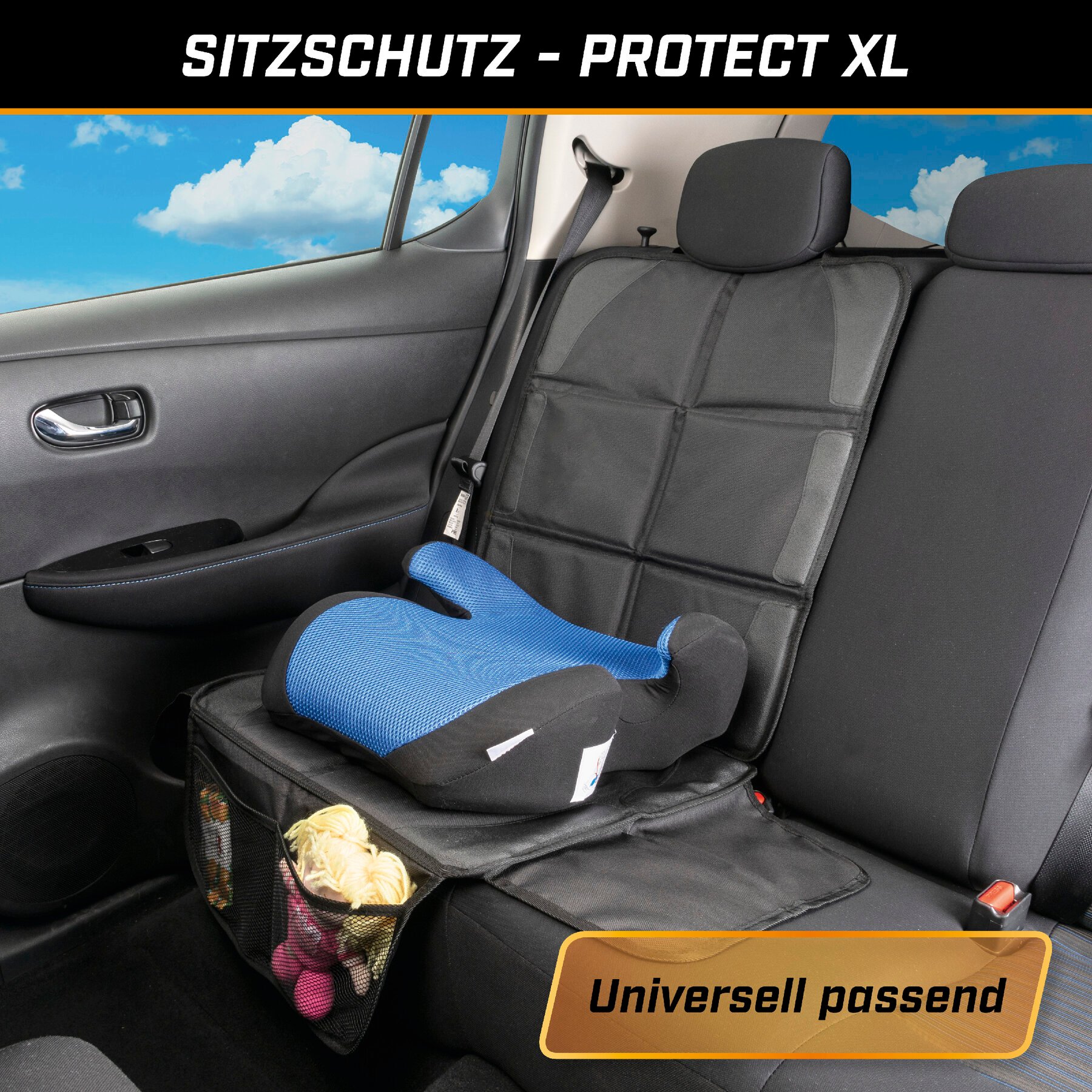Kindersitzunterlage Protect XL, Auto-Schutzunterlage, Sitzschoner Kindersitz schwarz