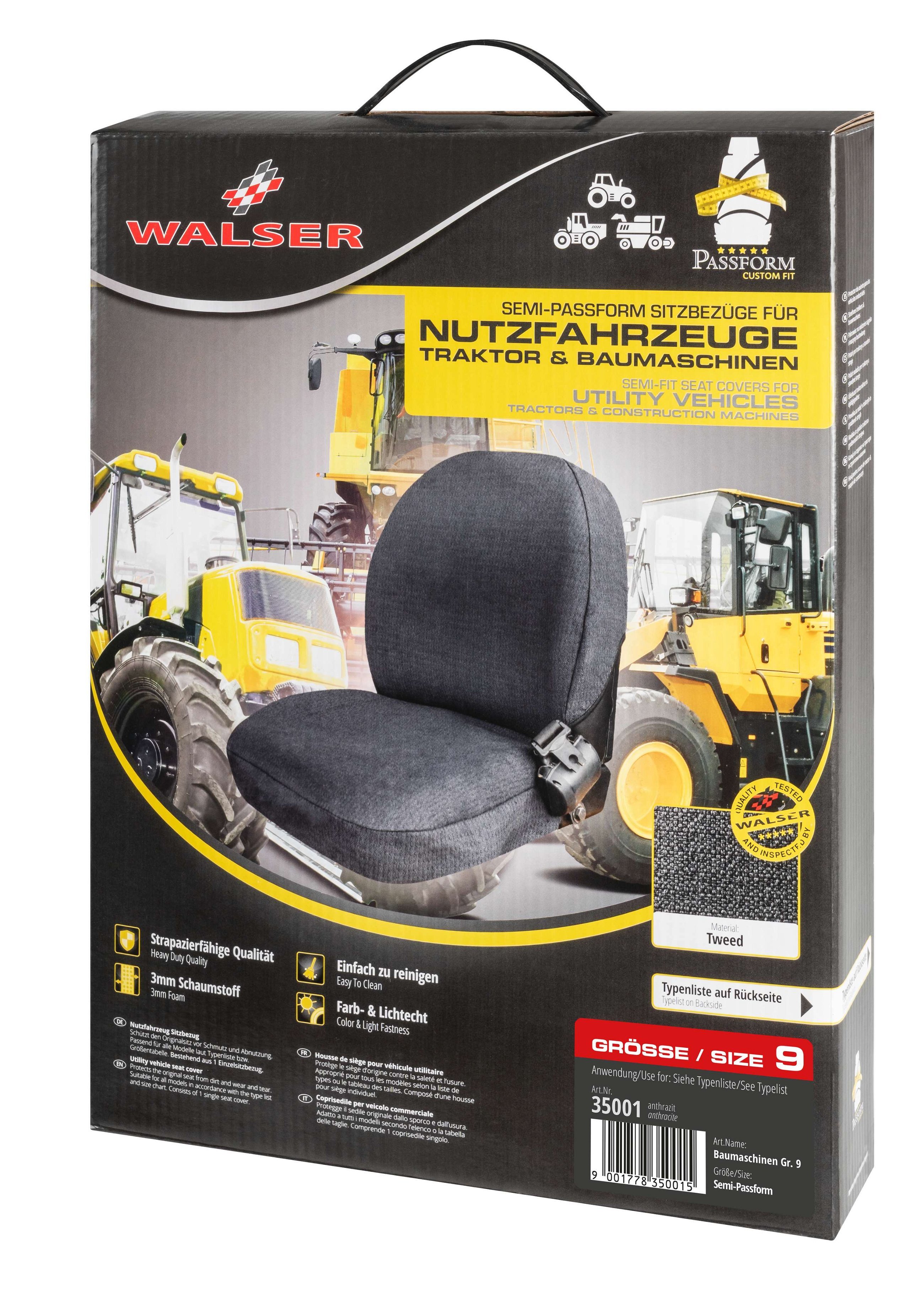 Seat cover large construction machinery, combine harvesters, choppers, size 9