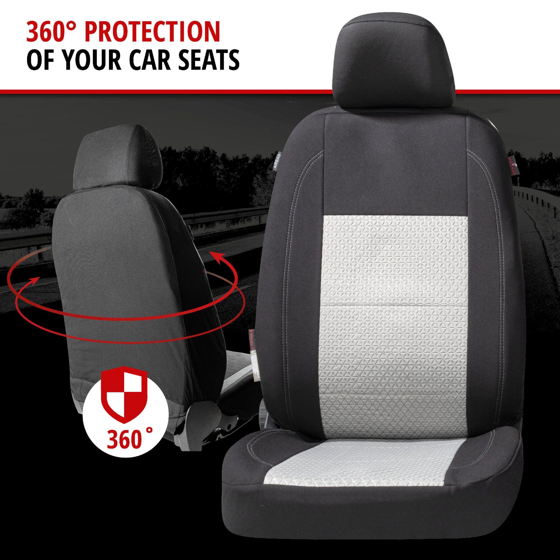 ZIPP IT Premium Car seat covers Avignon complete set with zip-system black/silver