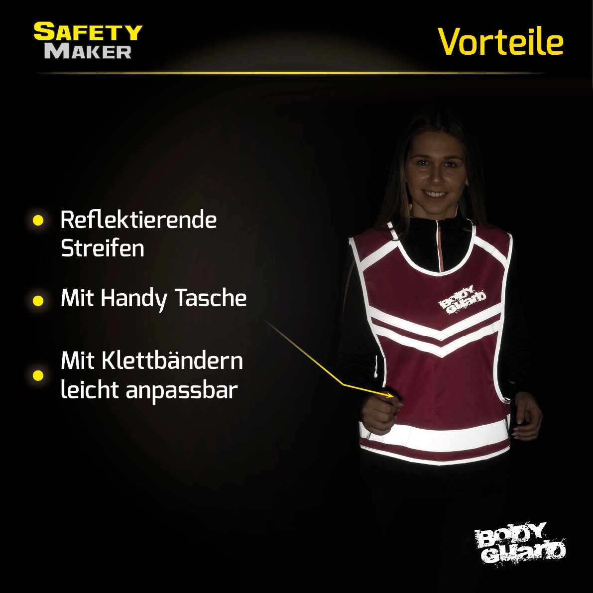 Laufweste mit reflektierenden Streifen pink - Grösse S/M