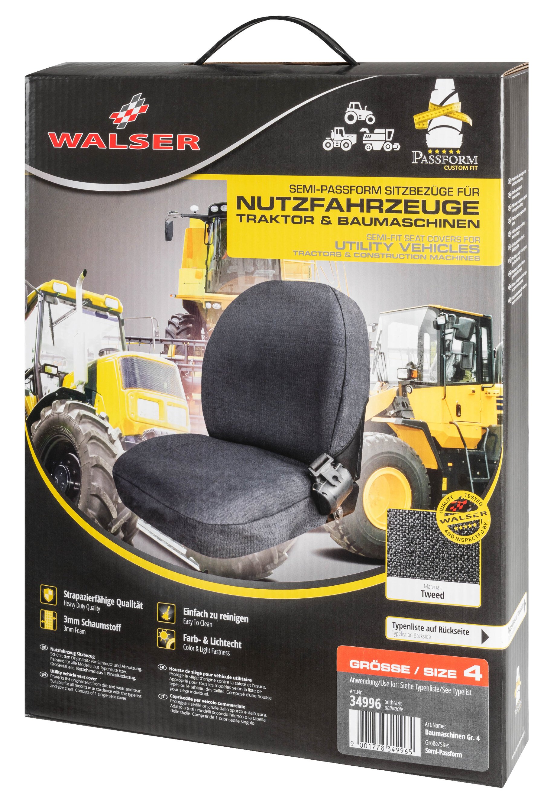 Semi-fit Seat cover for tractors and construction machinery - size 4