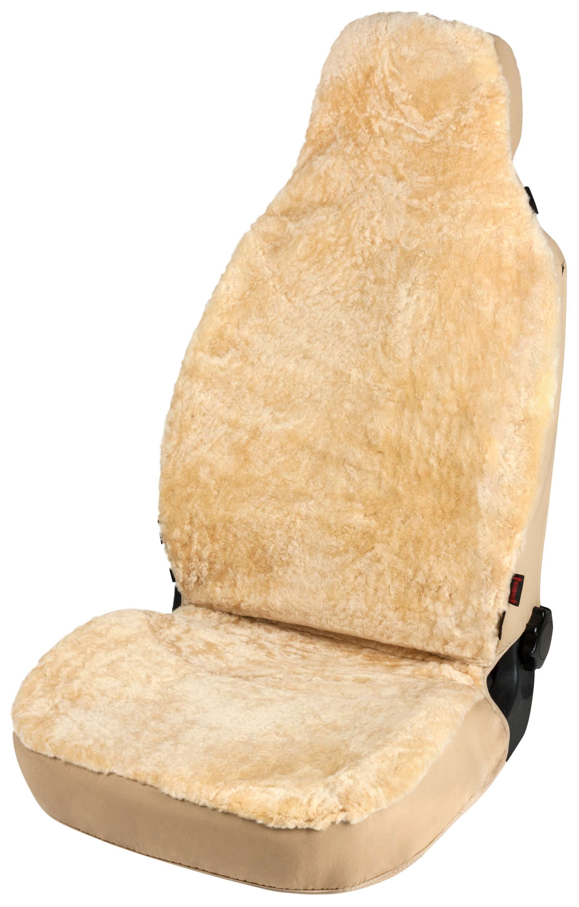 Coprisedili auto Zoya in pelle d'agnello beige con sistema ZIPP IT per sedile a schienale alto