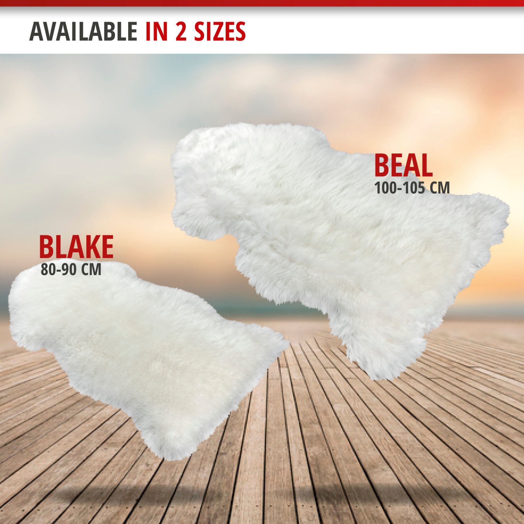 Lambskin rug Blake white 80-90cm made of 100% natural lambskin, wool height 50mm, ideal in living room & bedroom