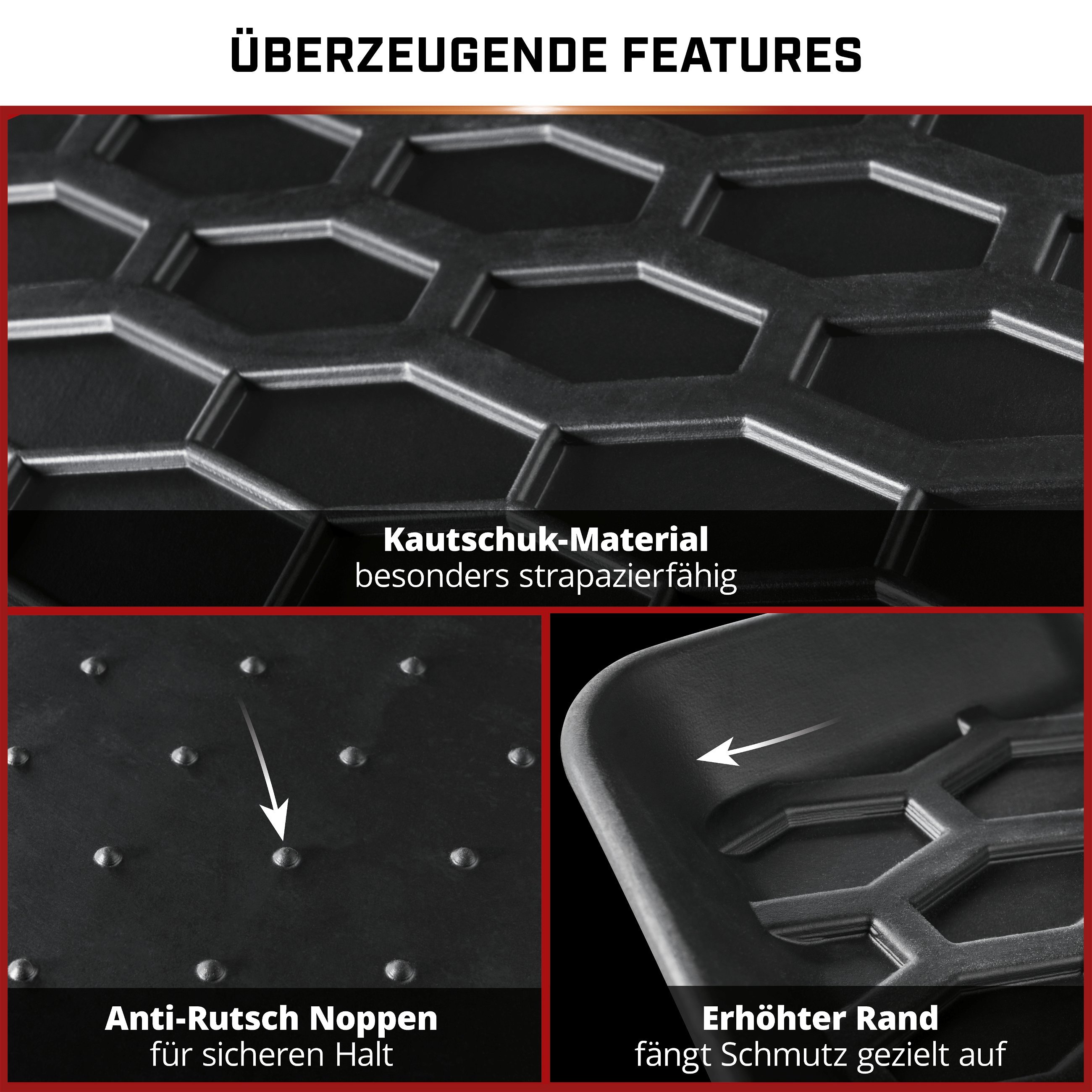 Fußmatten Set Für Mercedes B-Klasse W247 - 4-teilig Schwarz