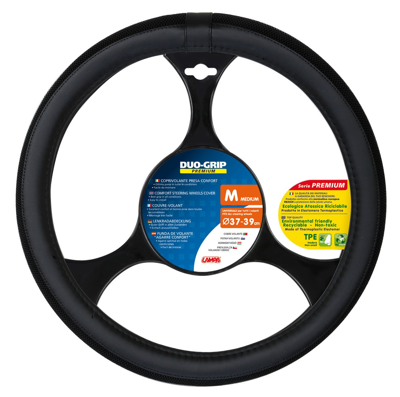 steering wheel cover Duo Grip black size M 37-39 cm