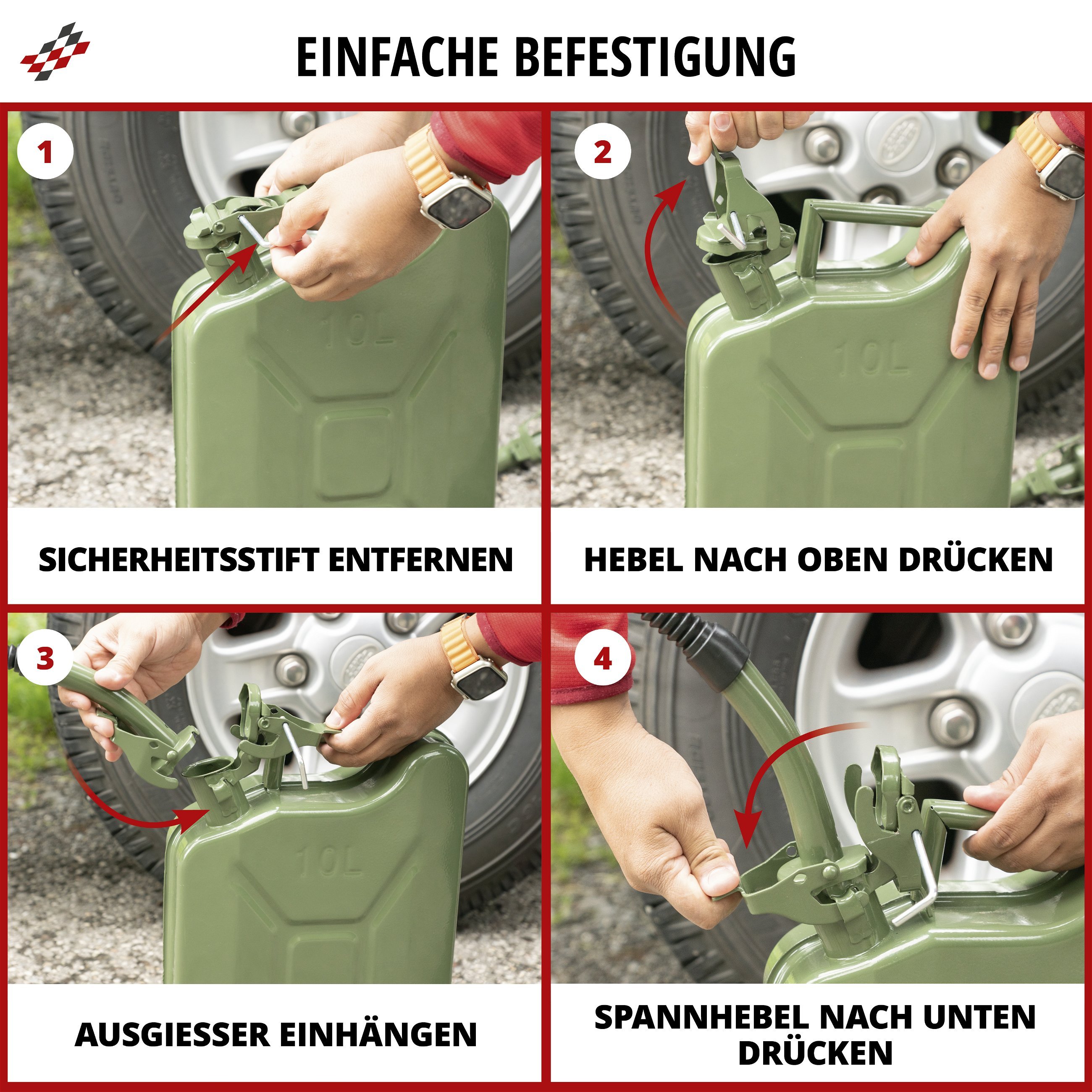 Benzinkanister Ausgießer, Ausgießer für Kanister olivegrün 25 cm