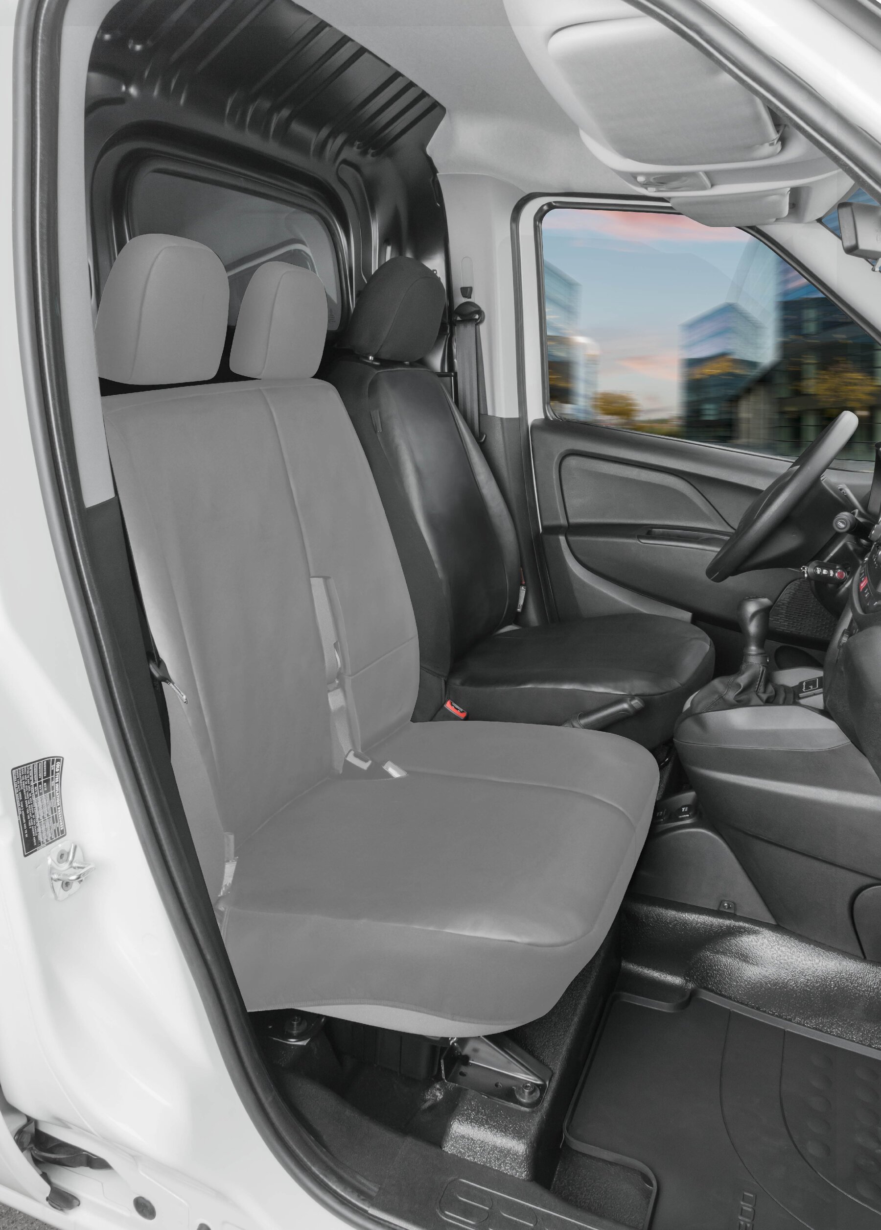 Passform Sitzbezug aus Kunstleder kompatibel mit Ford Transit Conect, Einzelsitz mit Armlehne innen