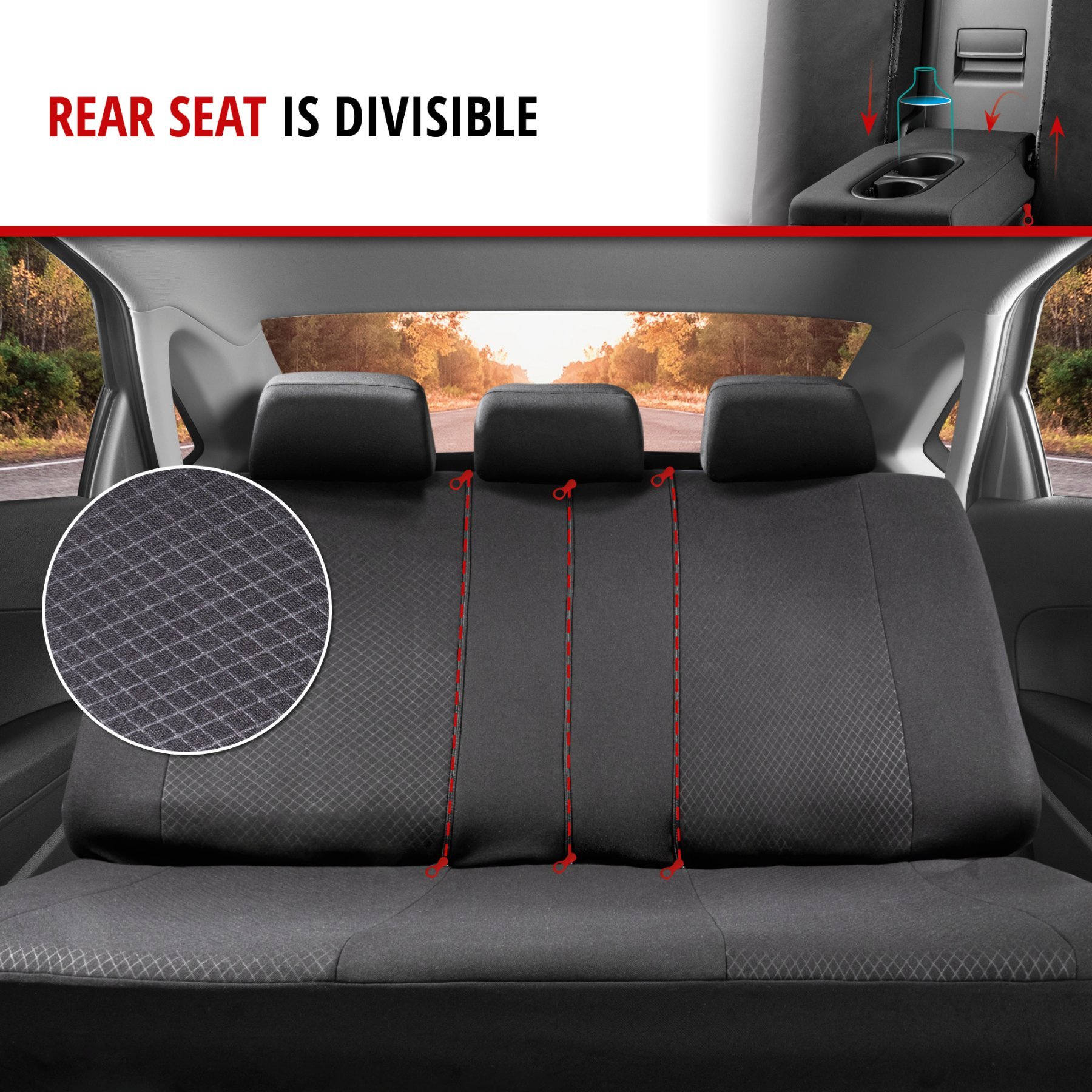 ZIPP IT Car seat covers Dundee complete set with zip-system black/blue