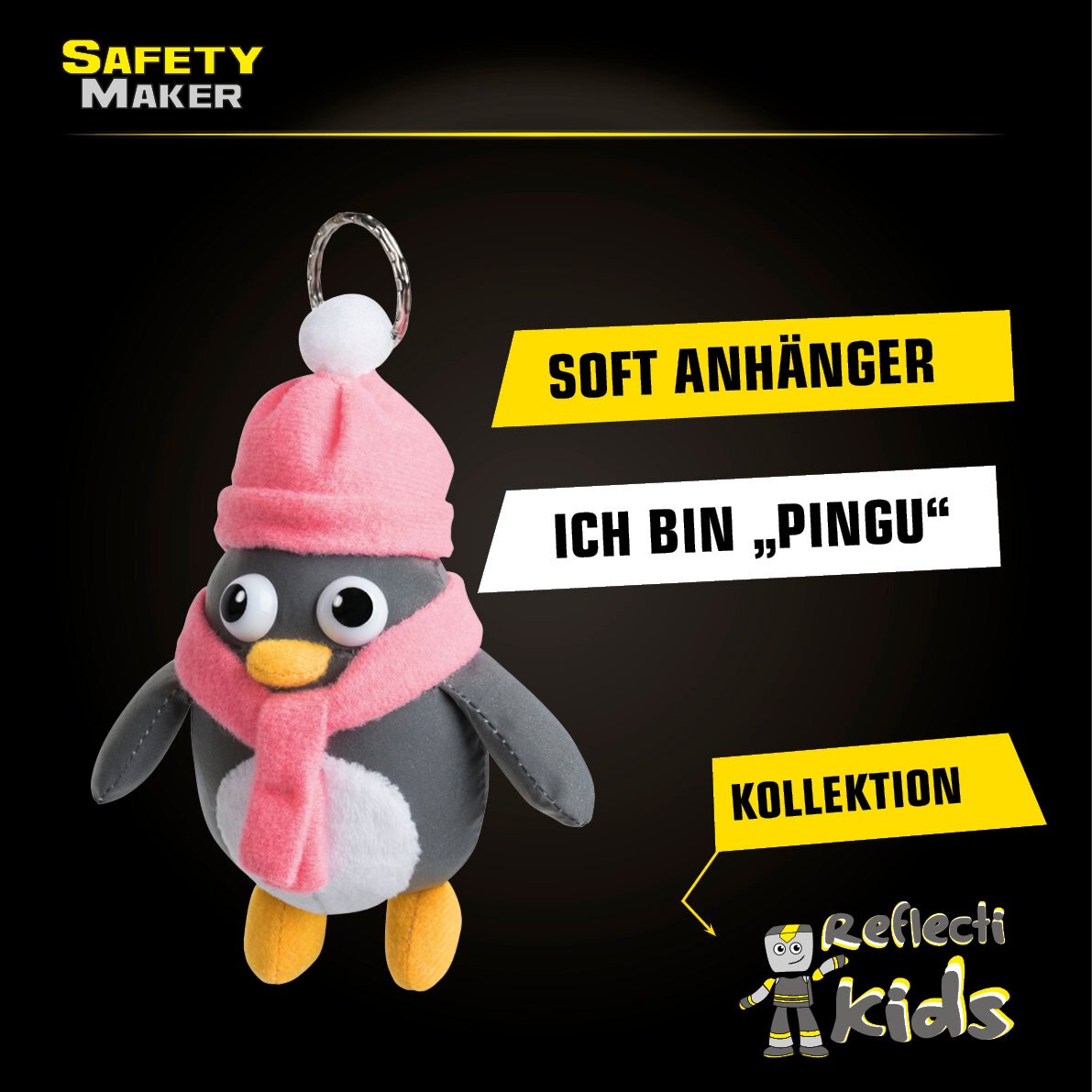 Soft Anhänger Pingu aus reflektierendem Material silber