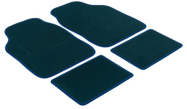 Autoteppich Velours 4tlg universal schwarz/ blau gekettelt