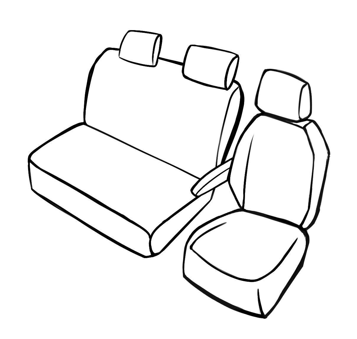 Seat cover made of imitation leather for Mercedes-Benz Viano/Vito, single seat with armrest and double bench