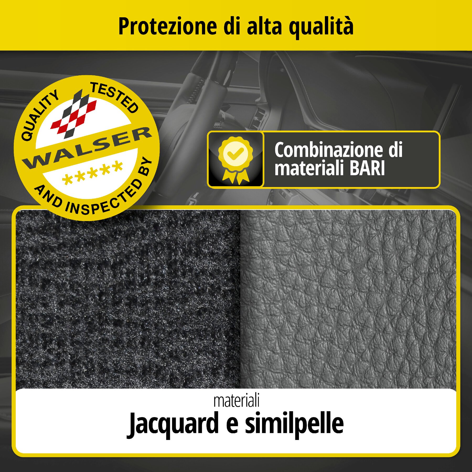 Coprisedili Bari per Audi A3 2012-Oggi, 1 coprisedili posteriore per sedili sportivi