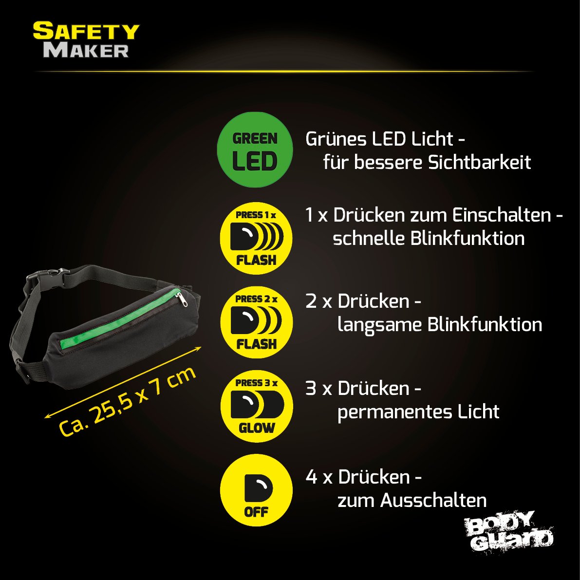 LED Gürteltasche schwarz grün