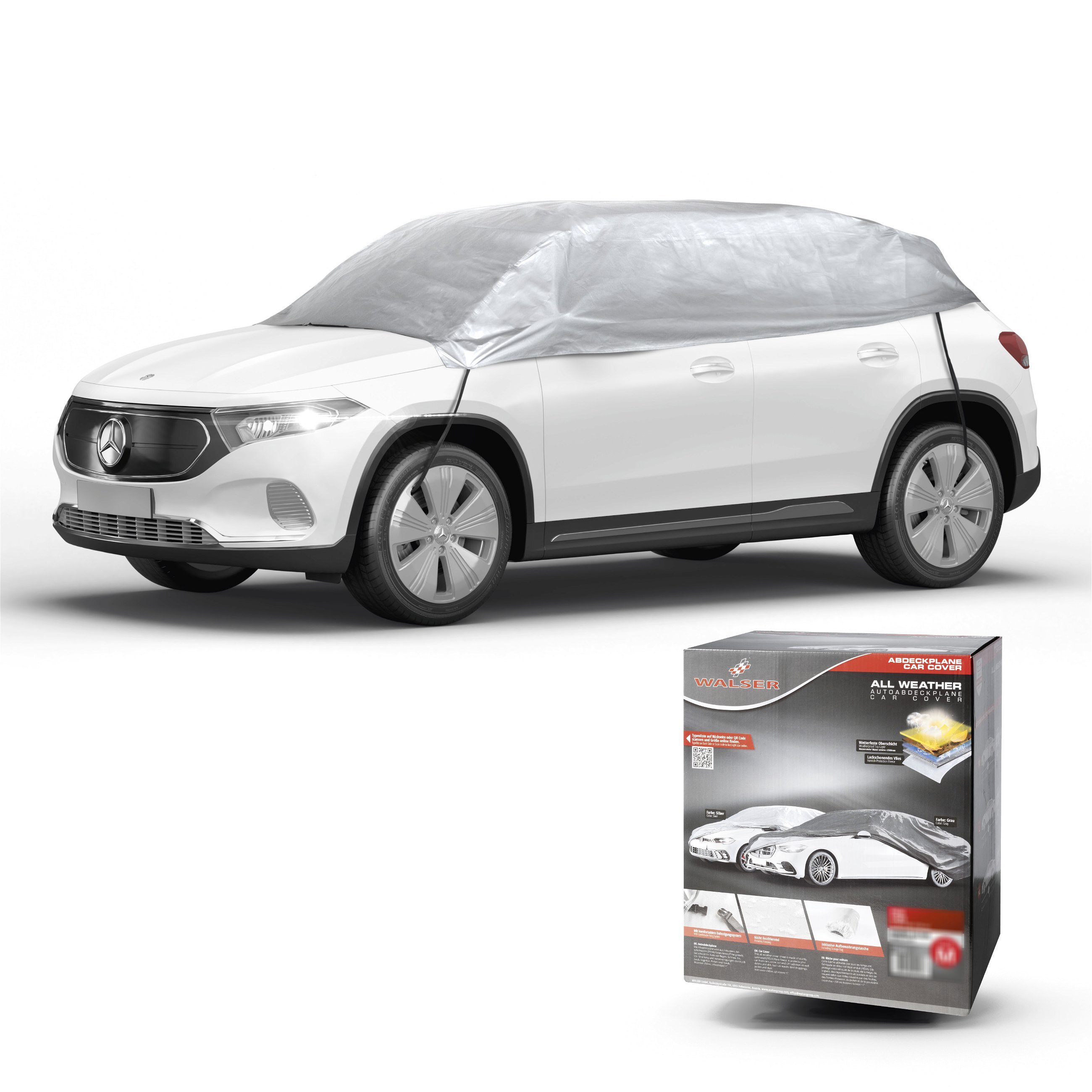 Bâche voiture All Weather Basic, bâche de voiture demi-garage taille L argent