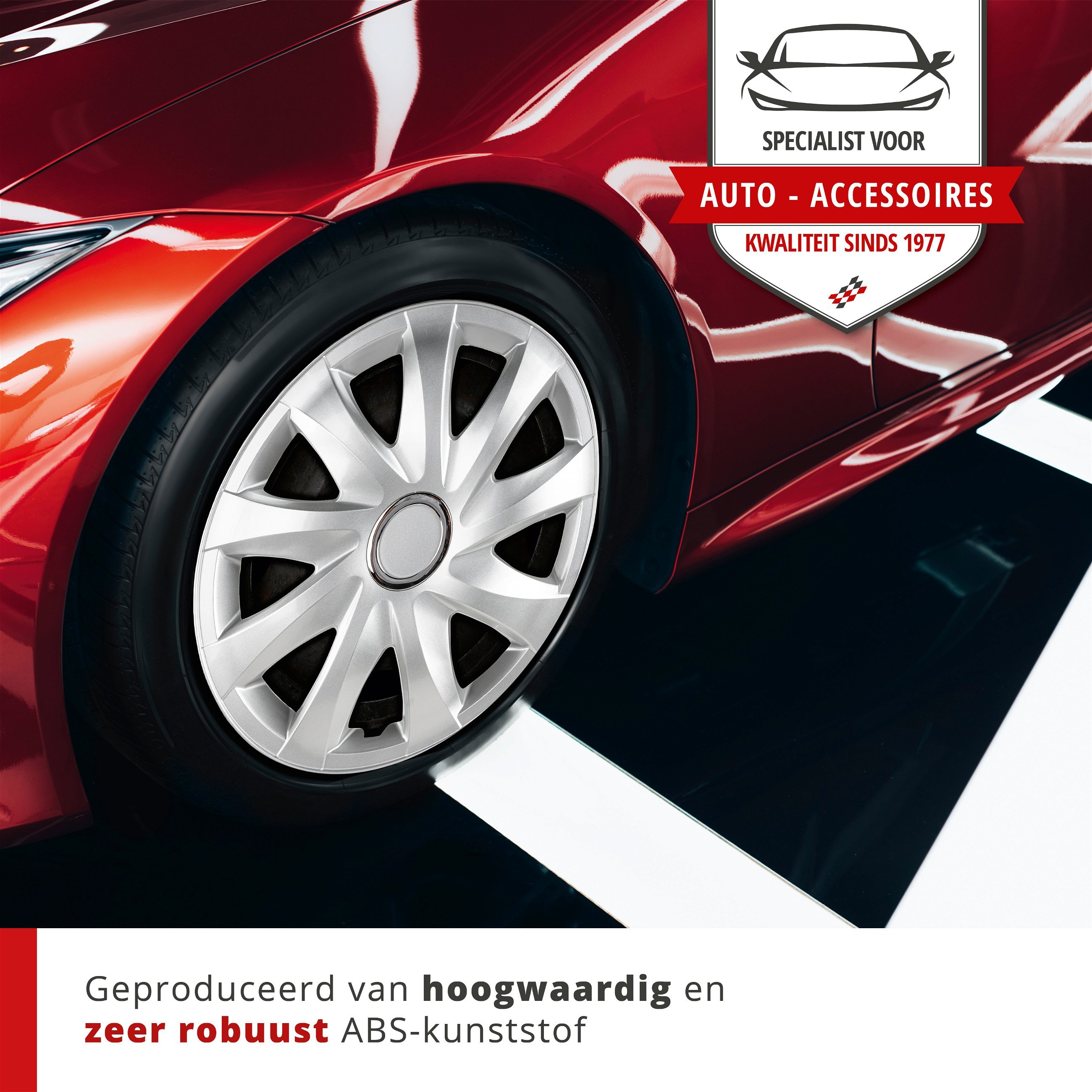 Wieldoppen Aero Bicolor 15 inch, set van 4 zwart/zilver