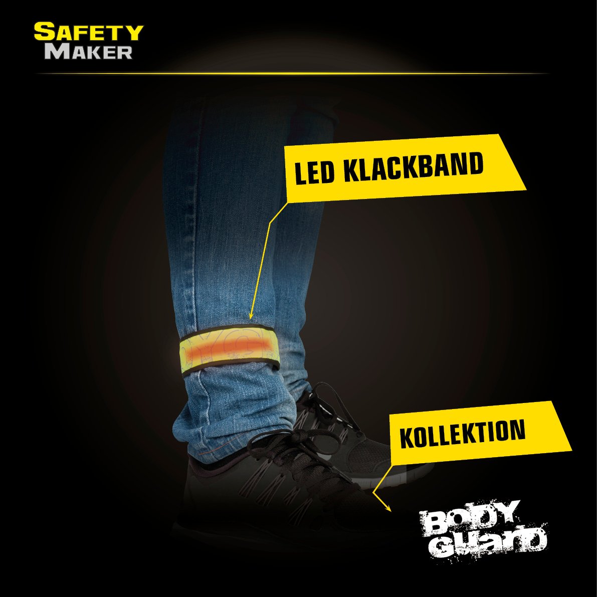 LED Klackband, leuchtendes Slap Wrap gelb