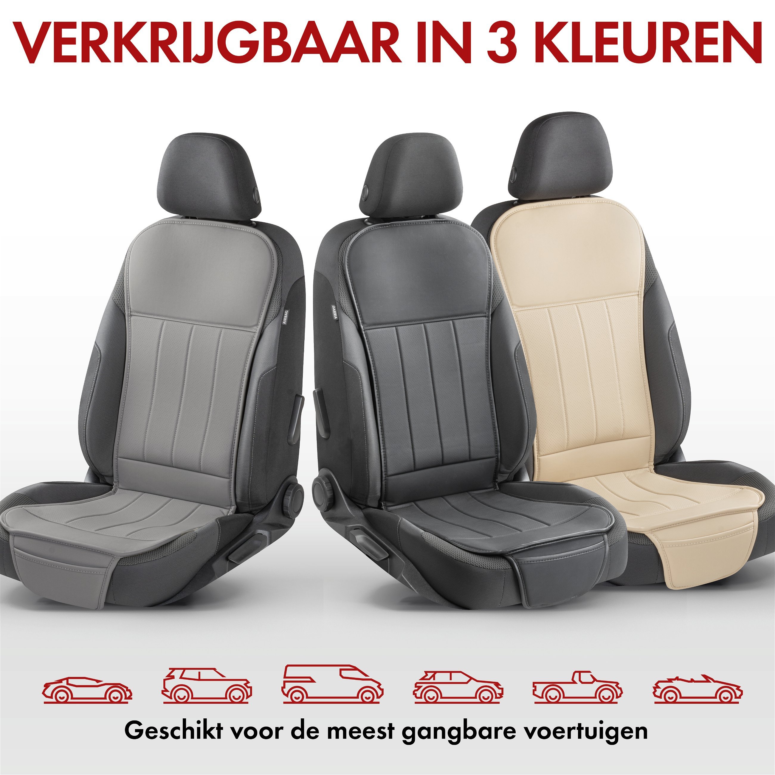 Autostoelhoes Lewis, universele stoelhoes en beschermmat in grijs, stoelbeschermer voor auto's en vrachtwagens