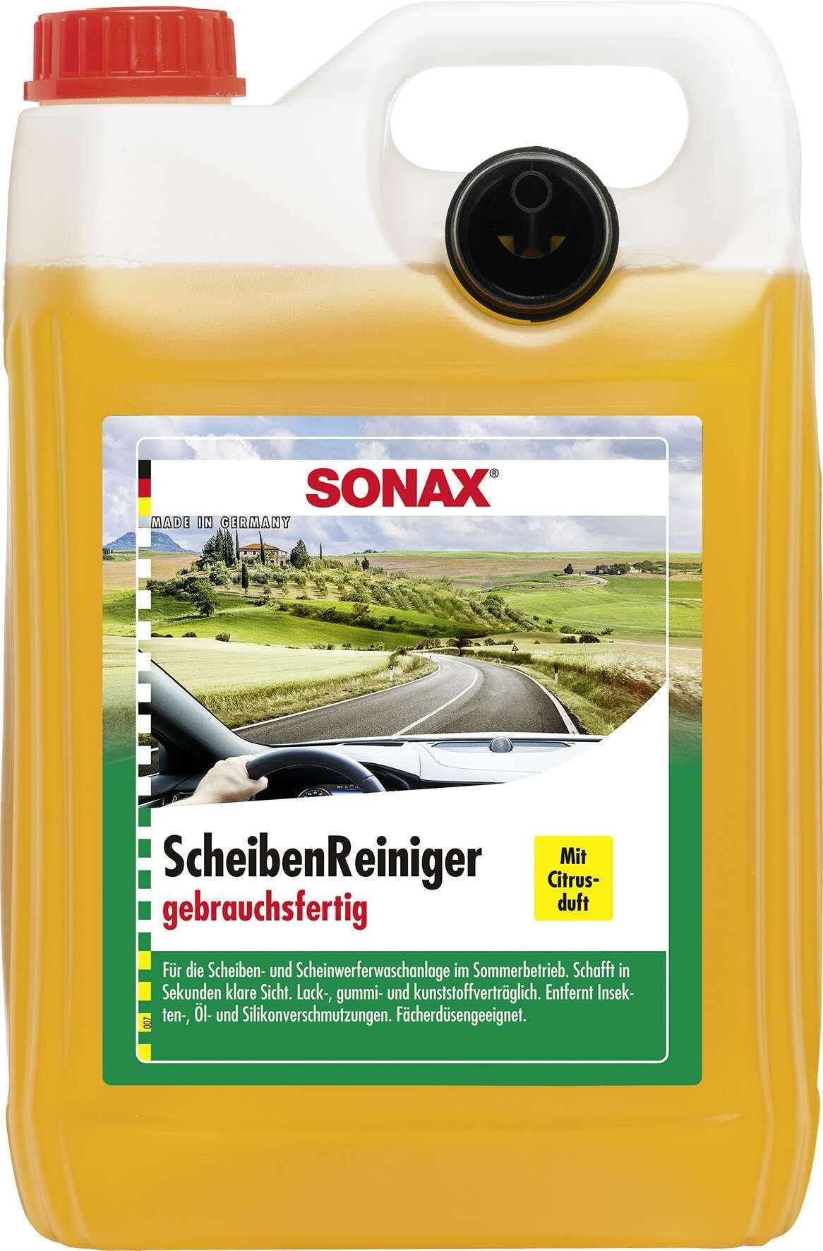 SONAX Detergente per parabrezza Agrumi Tanica PET da 5 litri Pronto per l'uso