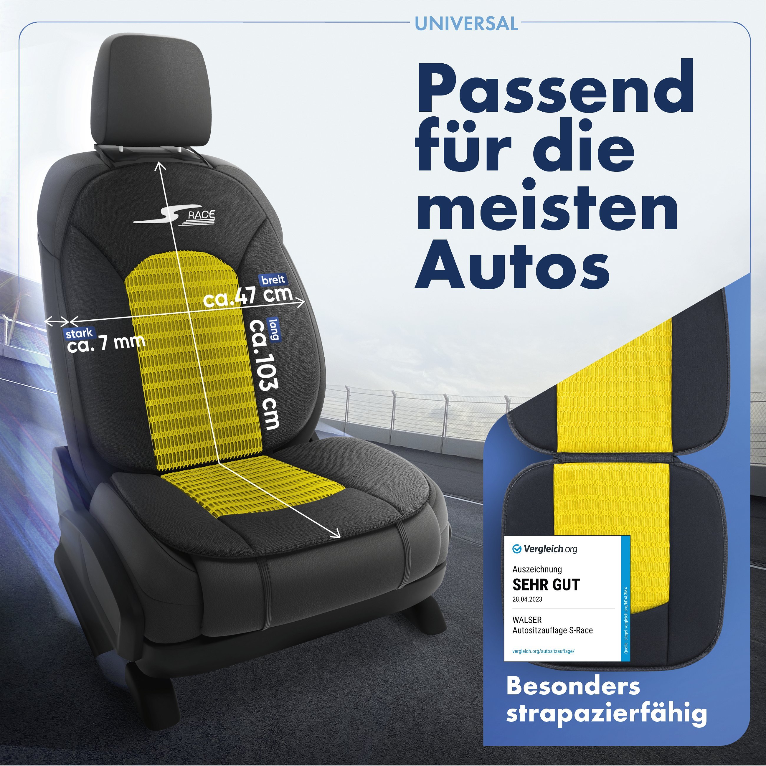 PKW Sitzauflage S-Race, Auto-Sitzaufleger gelb