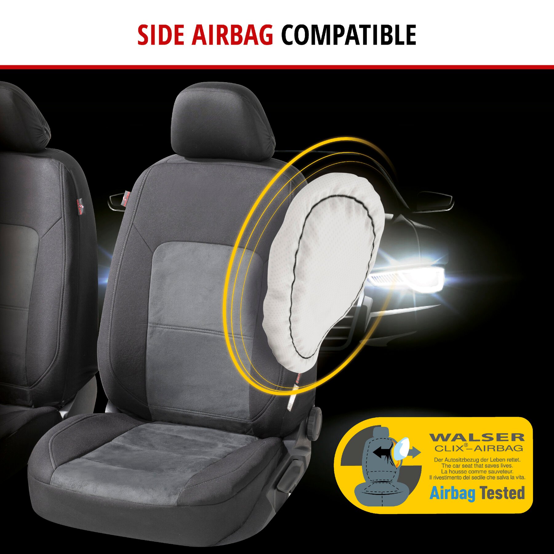 ZIPP IT Premium Car seat covers Ellington complete set with zip-system black/grey