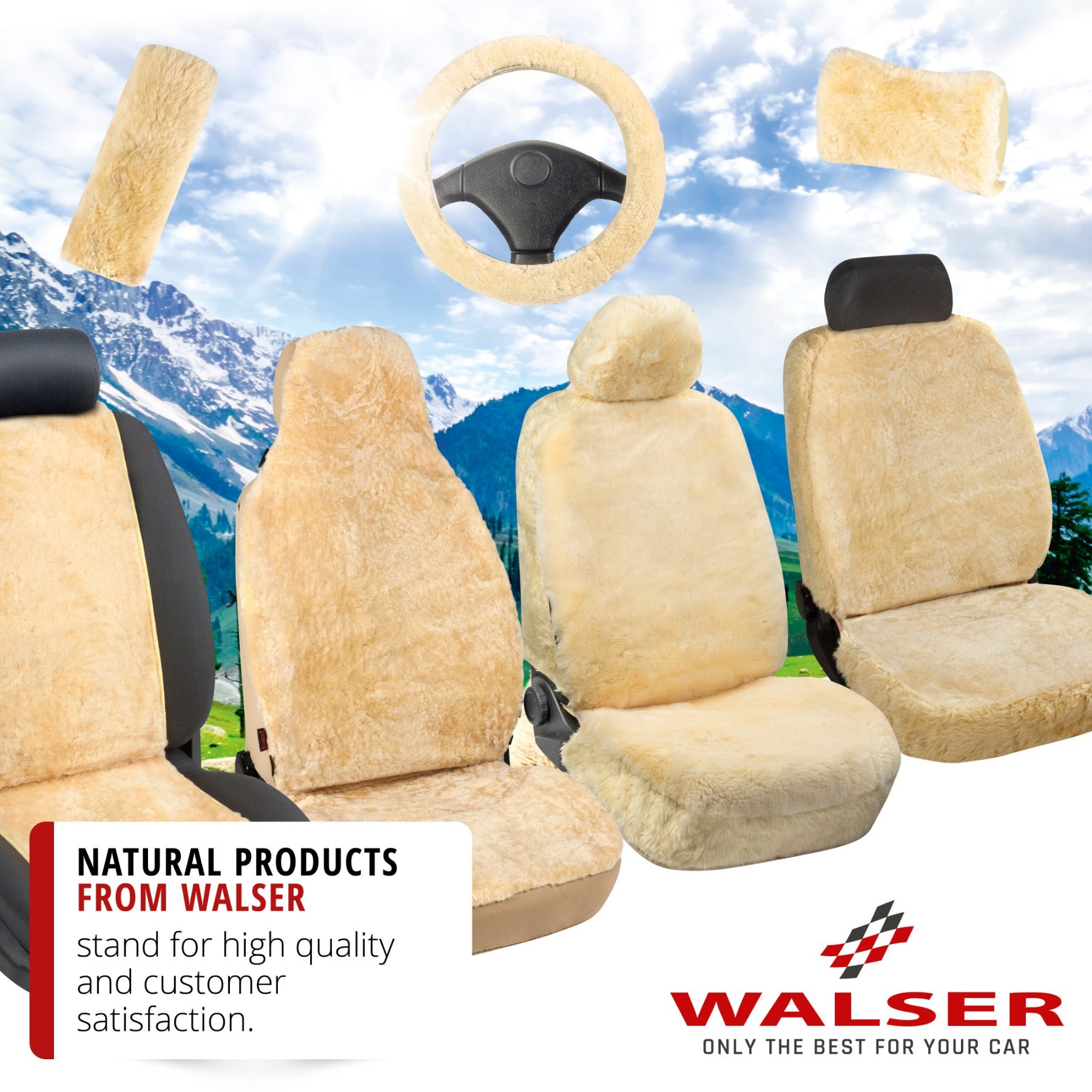 Car Seat cover Tiauna double cap lambskin beige with ZIPP IT system