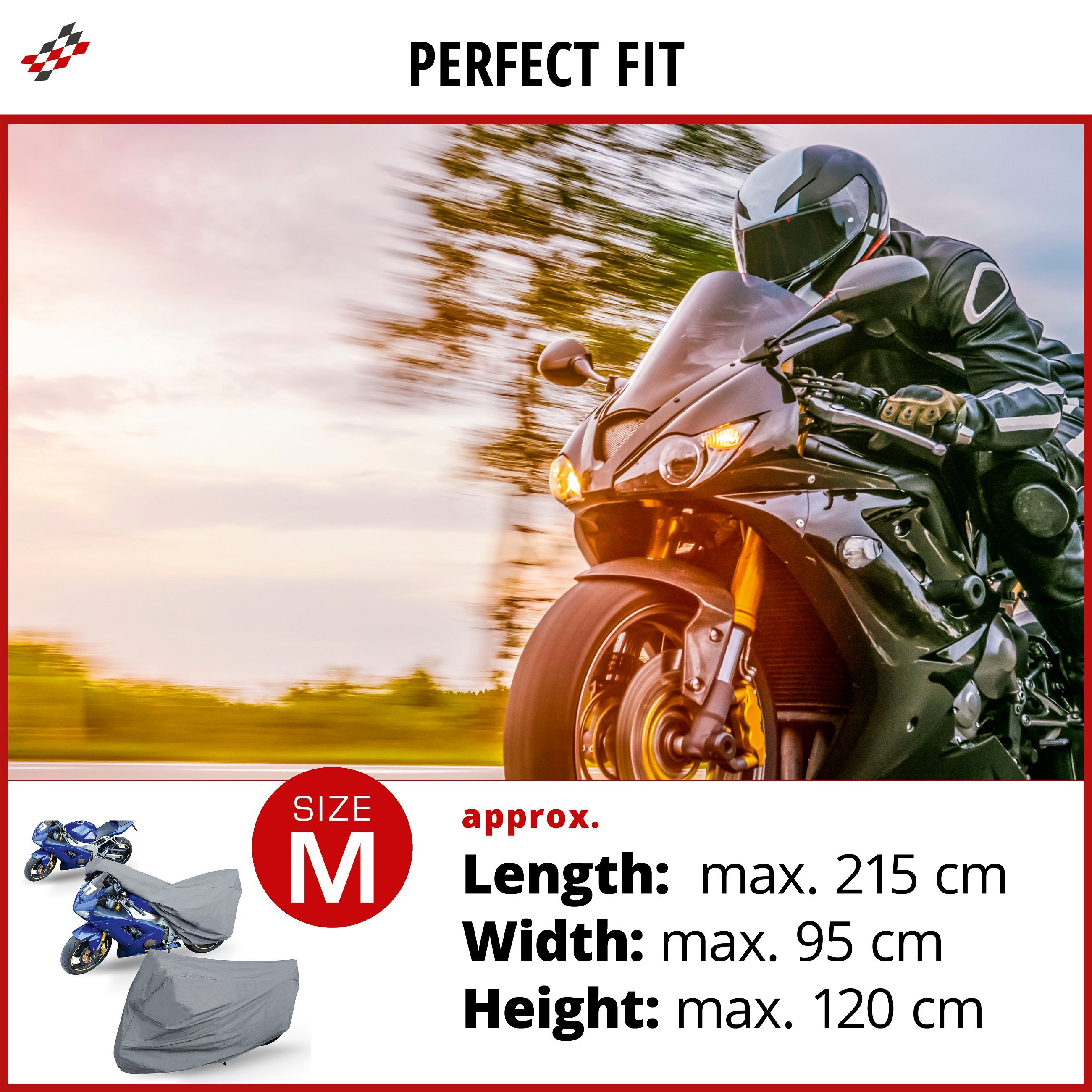 Motorcycle garage Sport size M PVC - 215 x 95 x 120 cm black