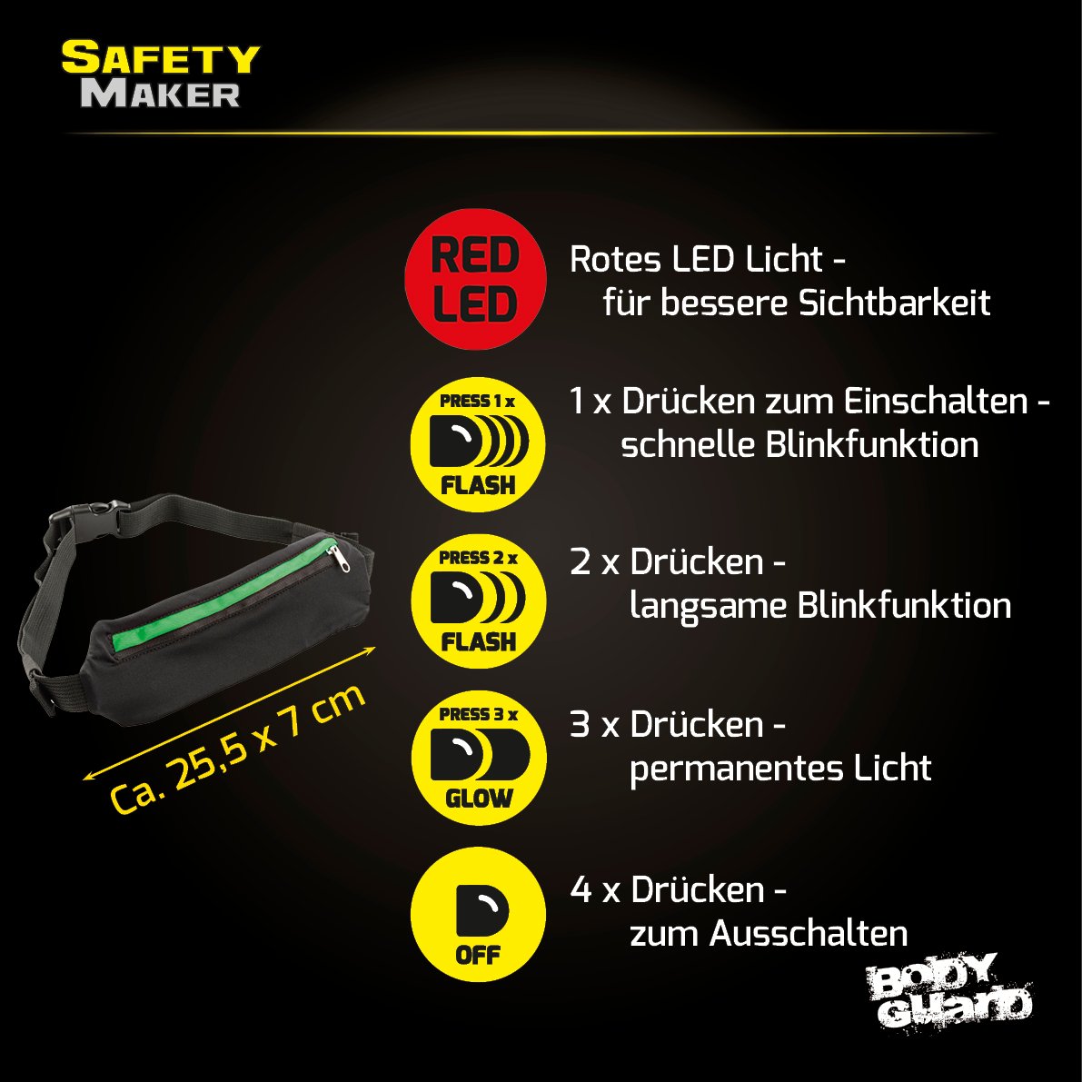 LED Gürteltasche schwarz rot